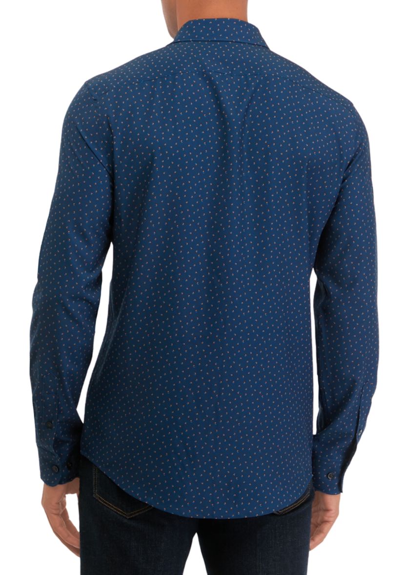 Mens Long Sleeve Block Dots Print Shirt