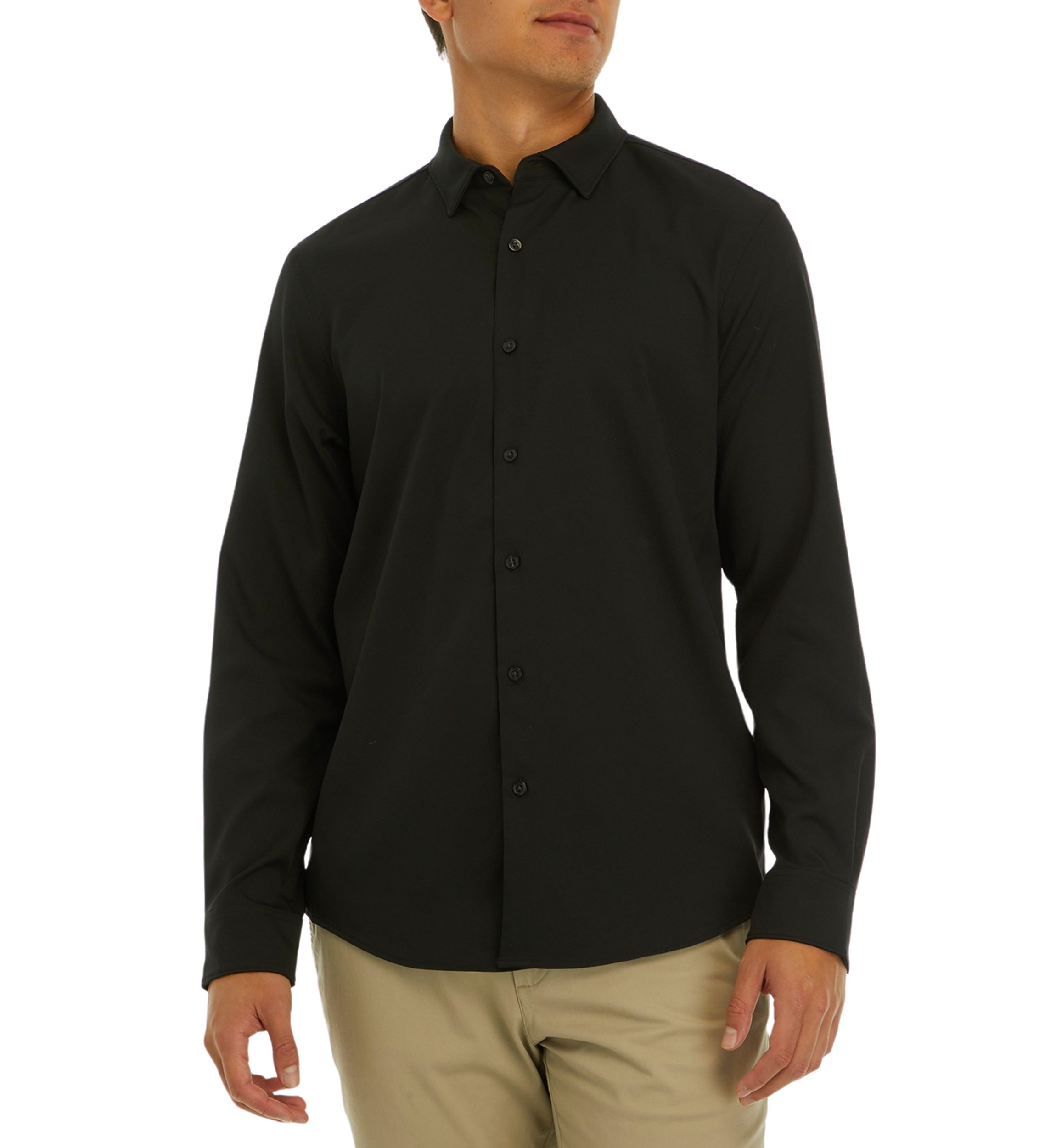 Mens Solid Long Sleeve Button Down Shirt