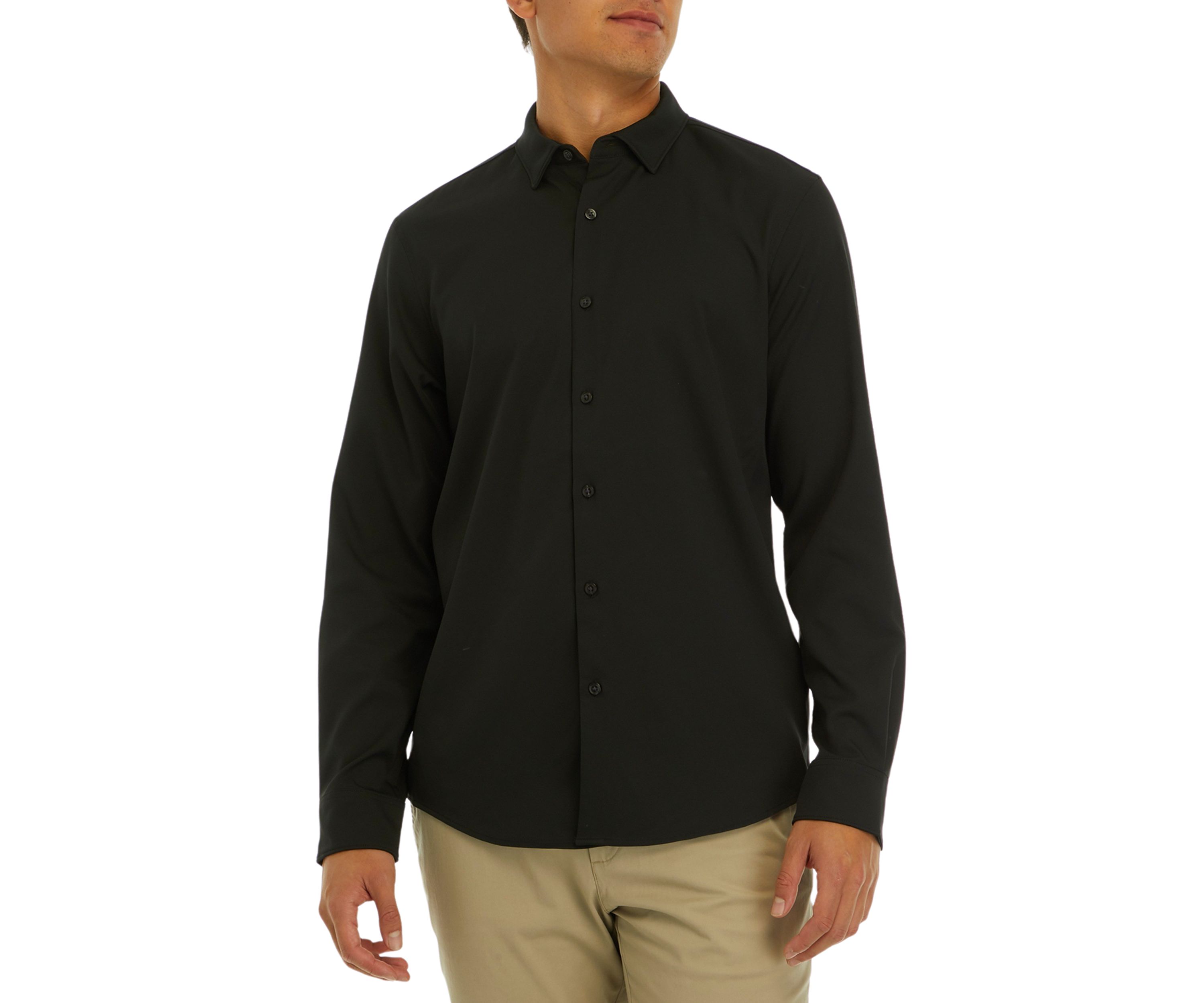 Mens Solid Long Sleeve Button Down Shirt