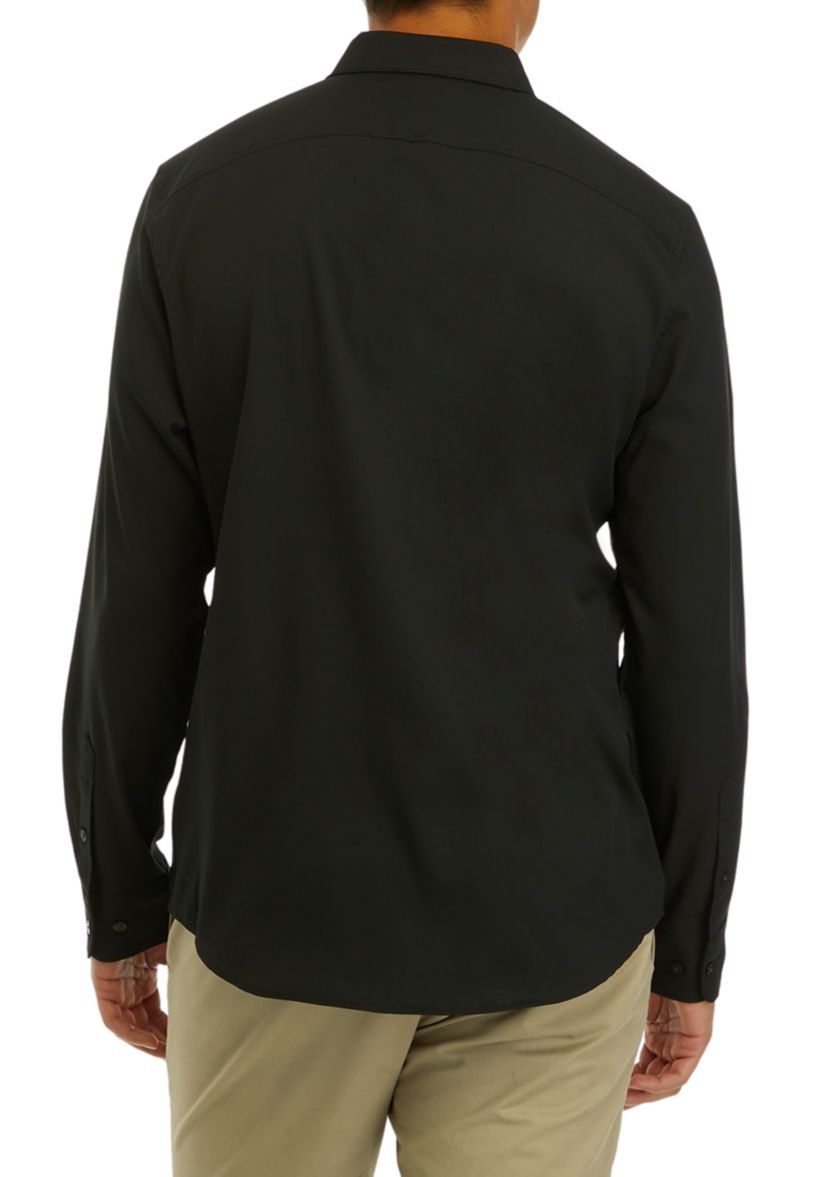 Mens Solid Long Sleeve Button Down Shirt