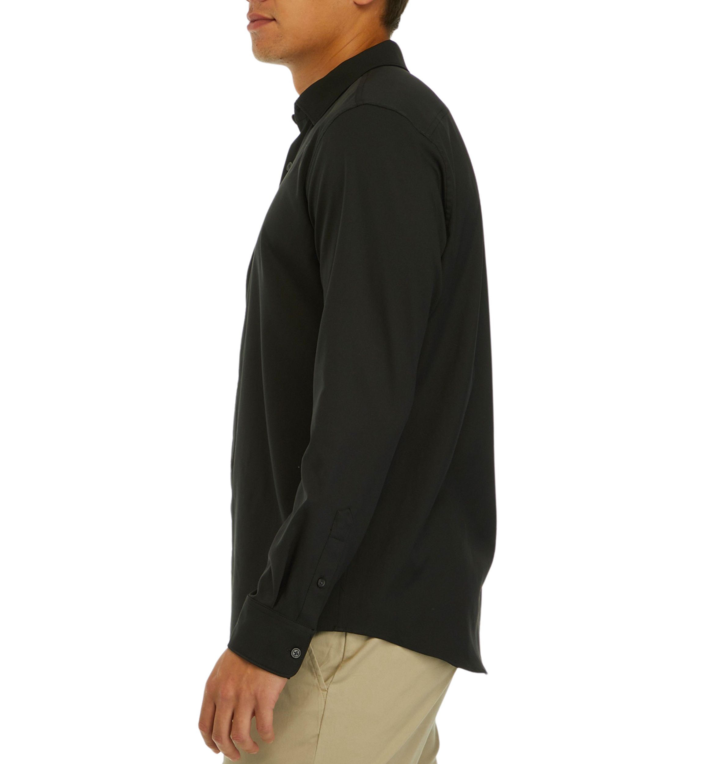 Mens Solid Long Sleeve Button Down Shirt