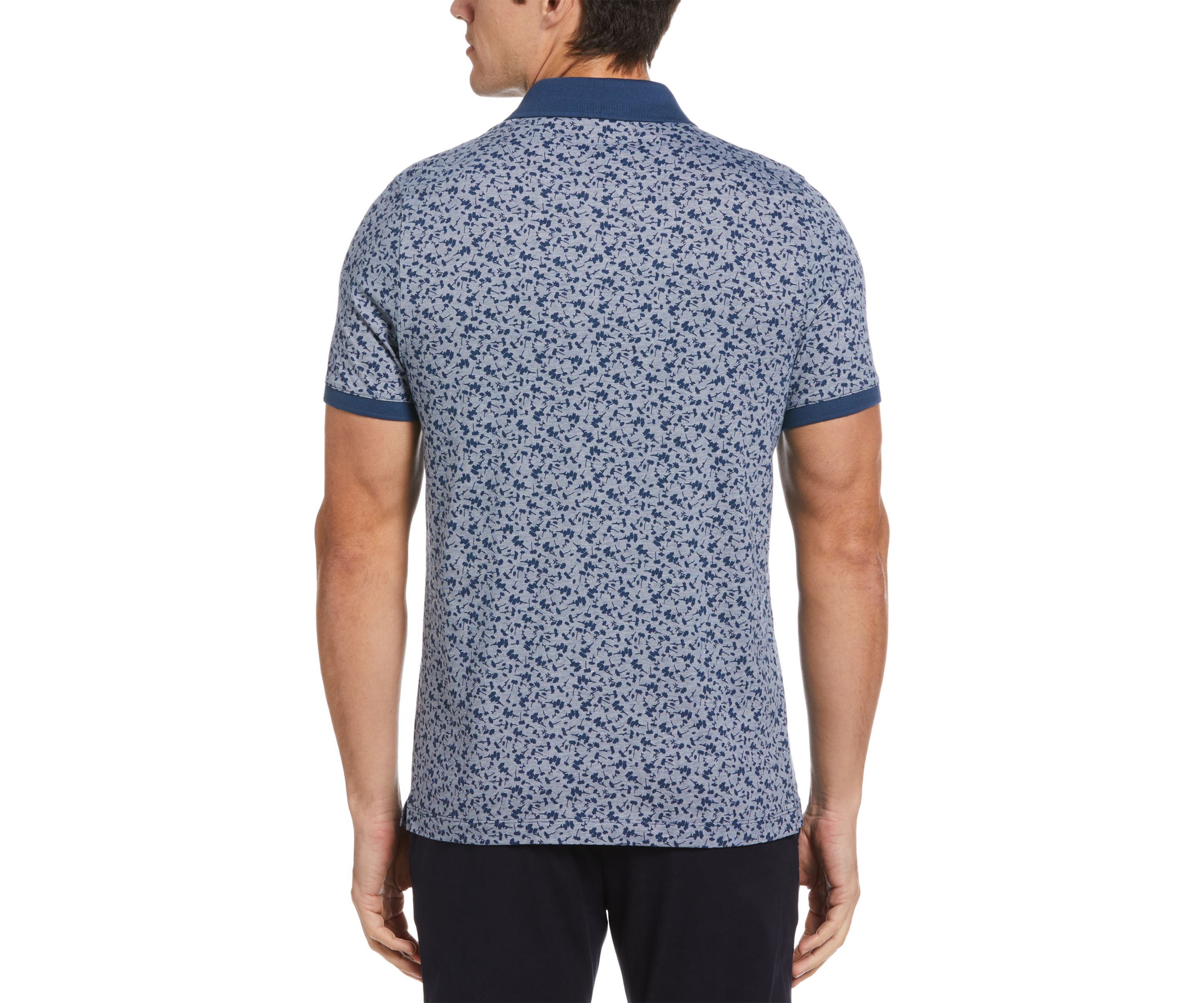 Mens Short Sleeve Floral Printed Collar Polo Shirt