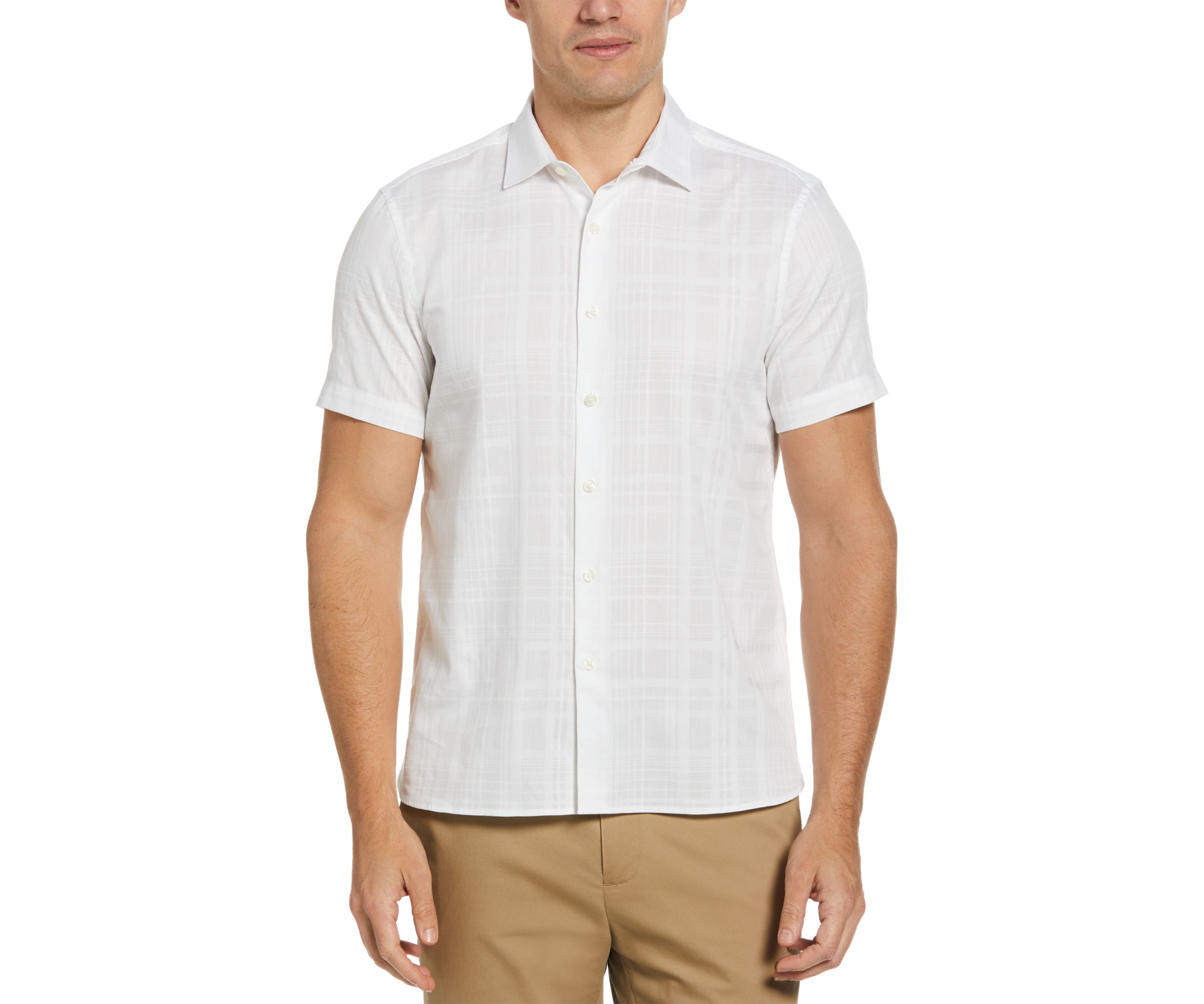 Mens Short Sleeve Sateen Plaid Shirt