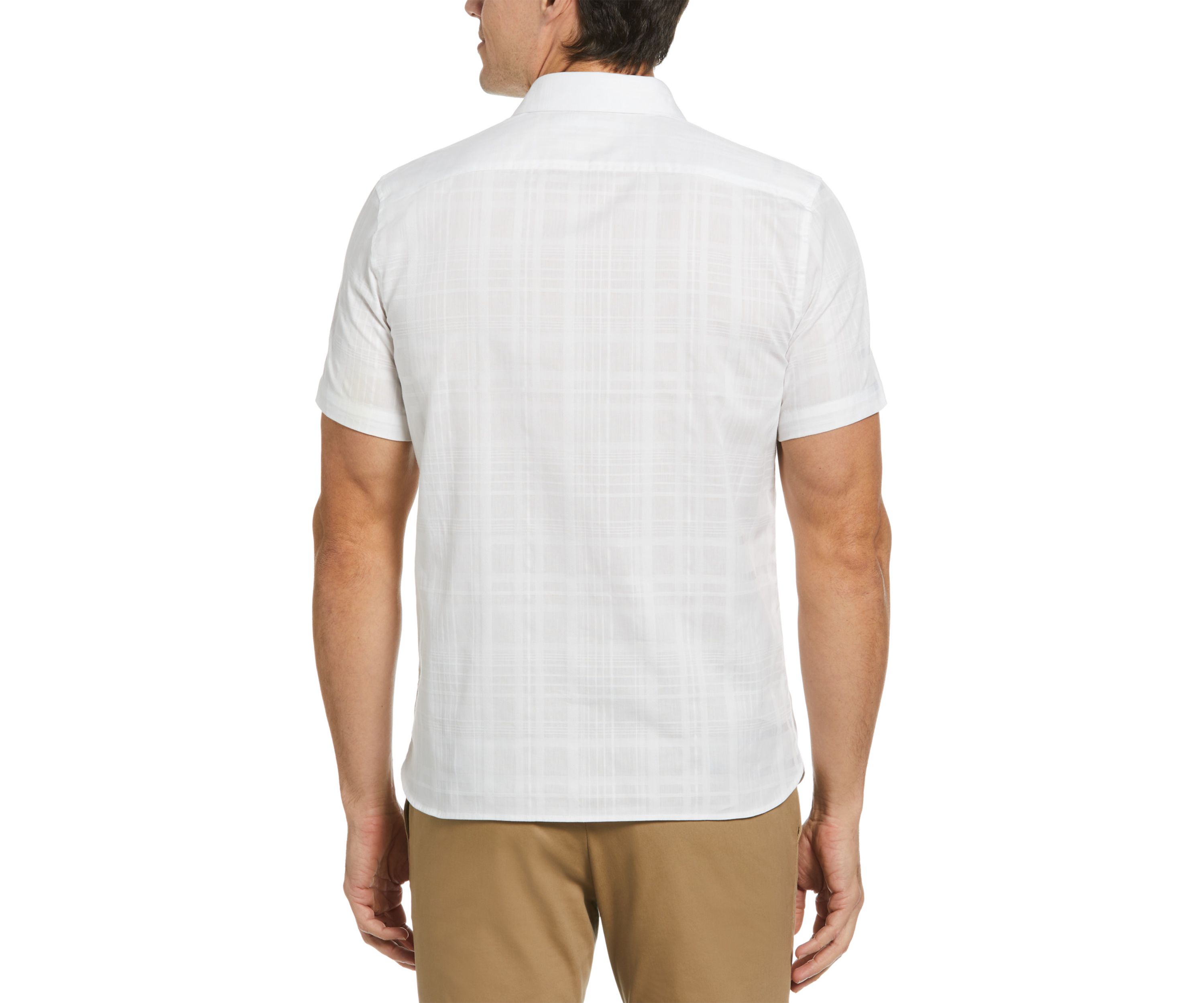 Mens Short Sleeve Sateen Plaid Shirt