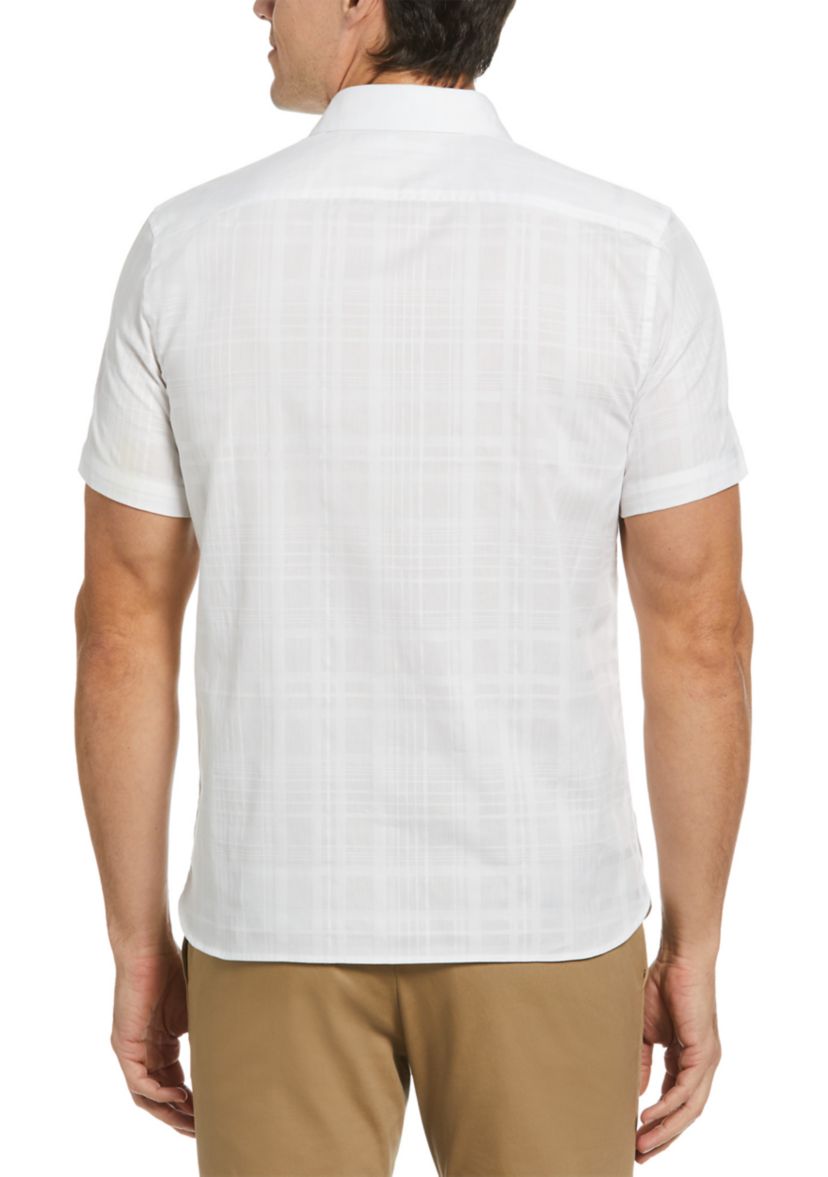Mens Short Sleeve Sateen Plaid Shirt