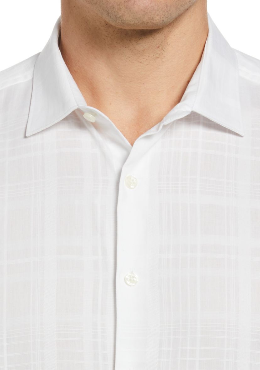 Mens Short Sleeve Sateen Plaid Shirt