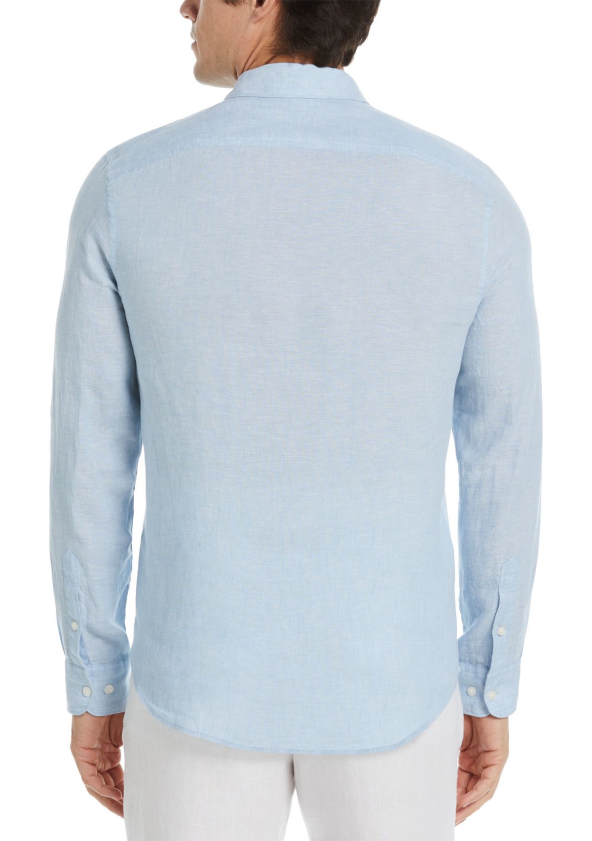 Mens Long Sleeve Solid Linen Woven Button Down Shirt