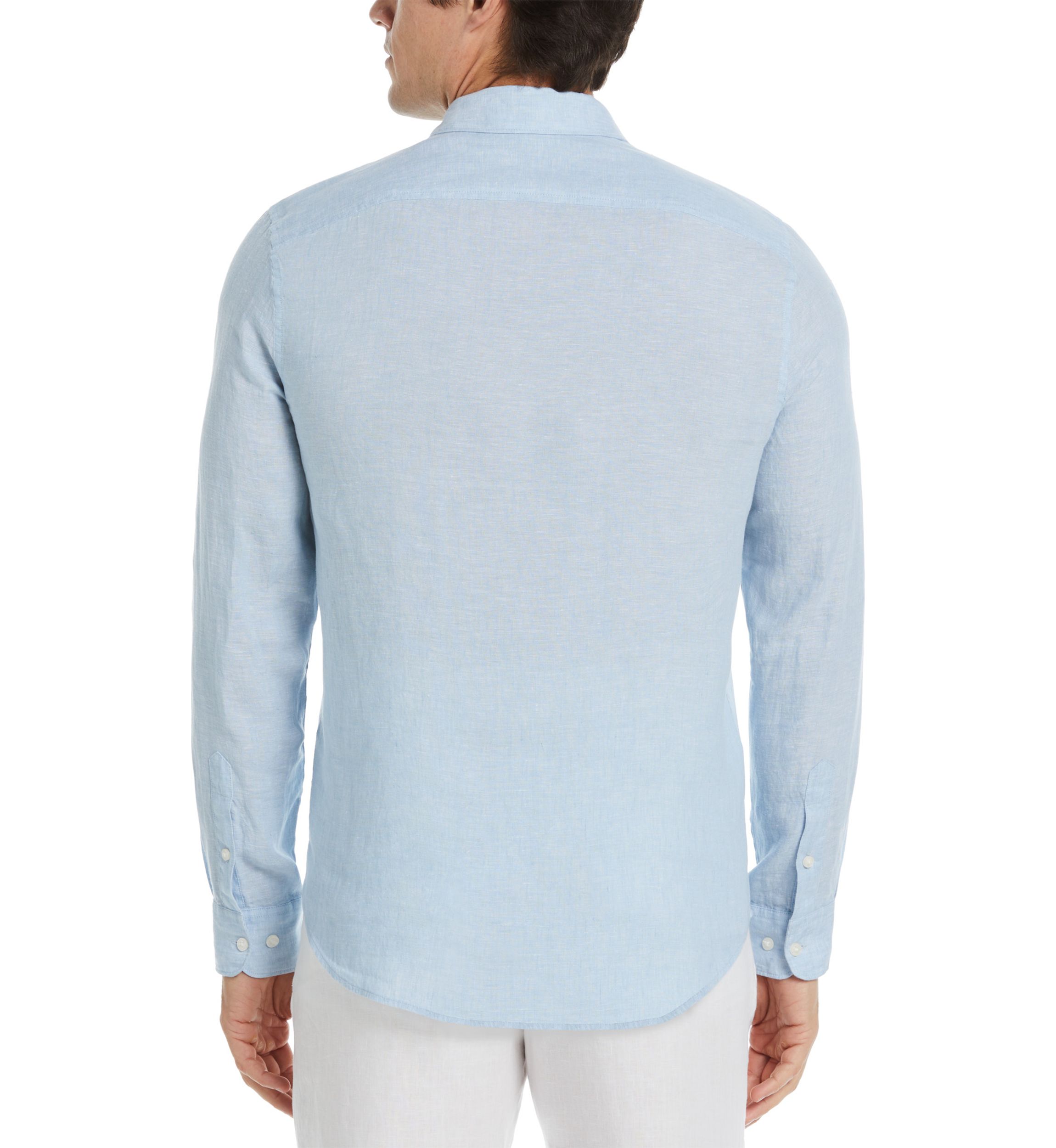 Mens Long Sleeve Solid Linen Woven Button Down Shirt