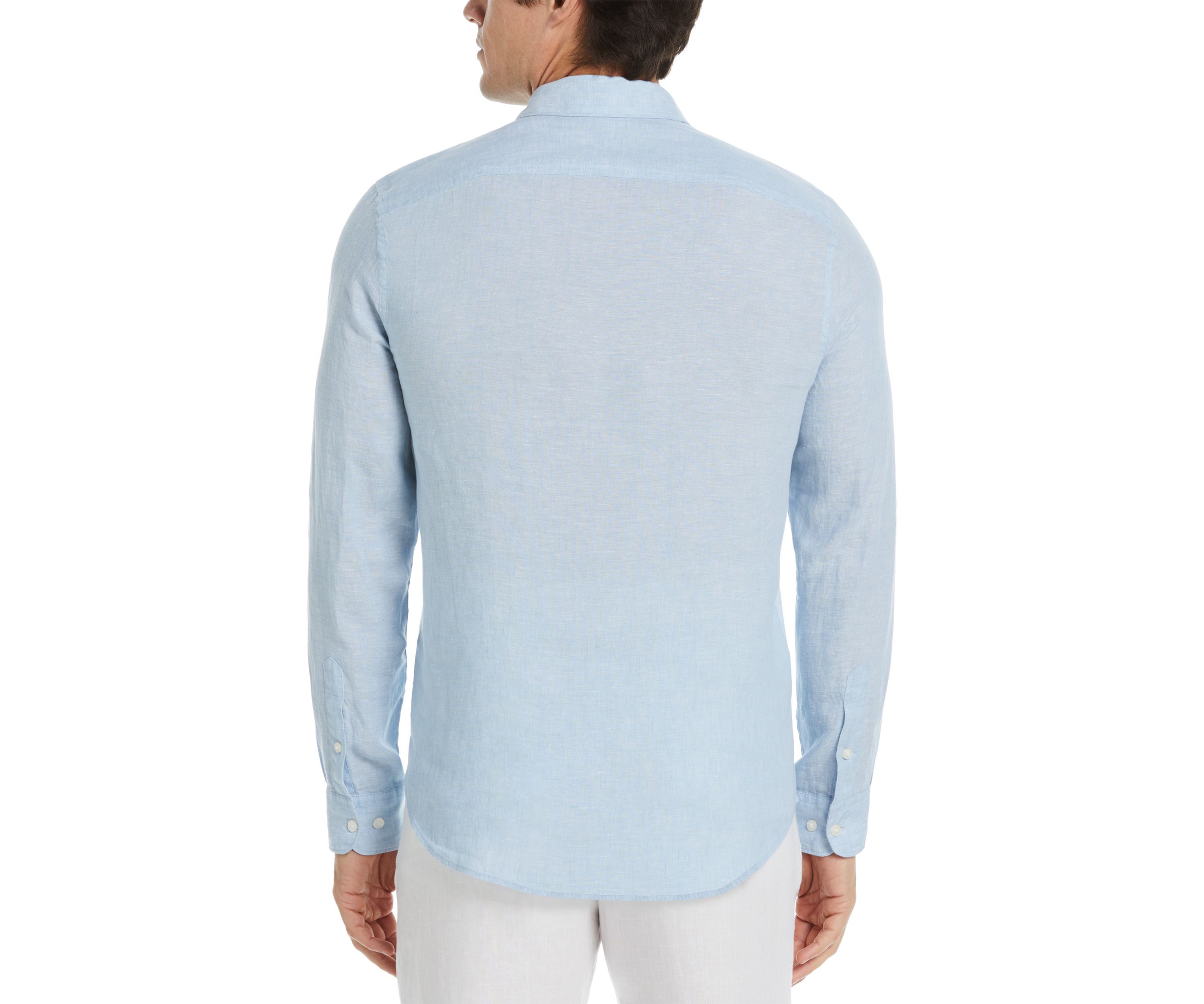 Mens Long Sleeve Solid Linen Woven Button Down Shirt