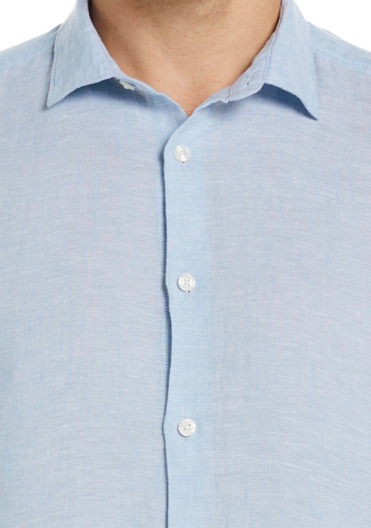 Mens Long Sleeve Solid Linen Woven Button Down Shirt