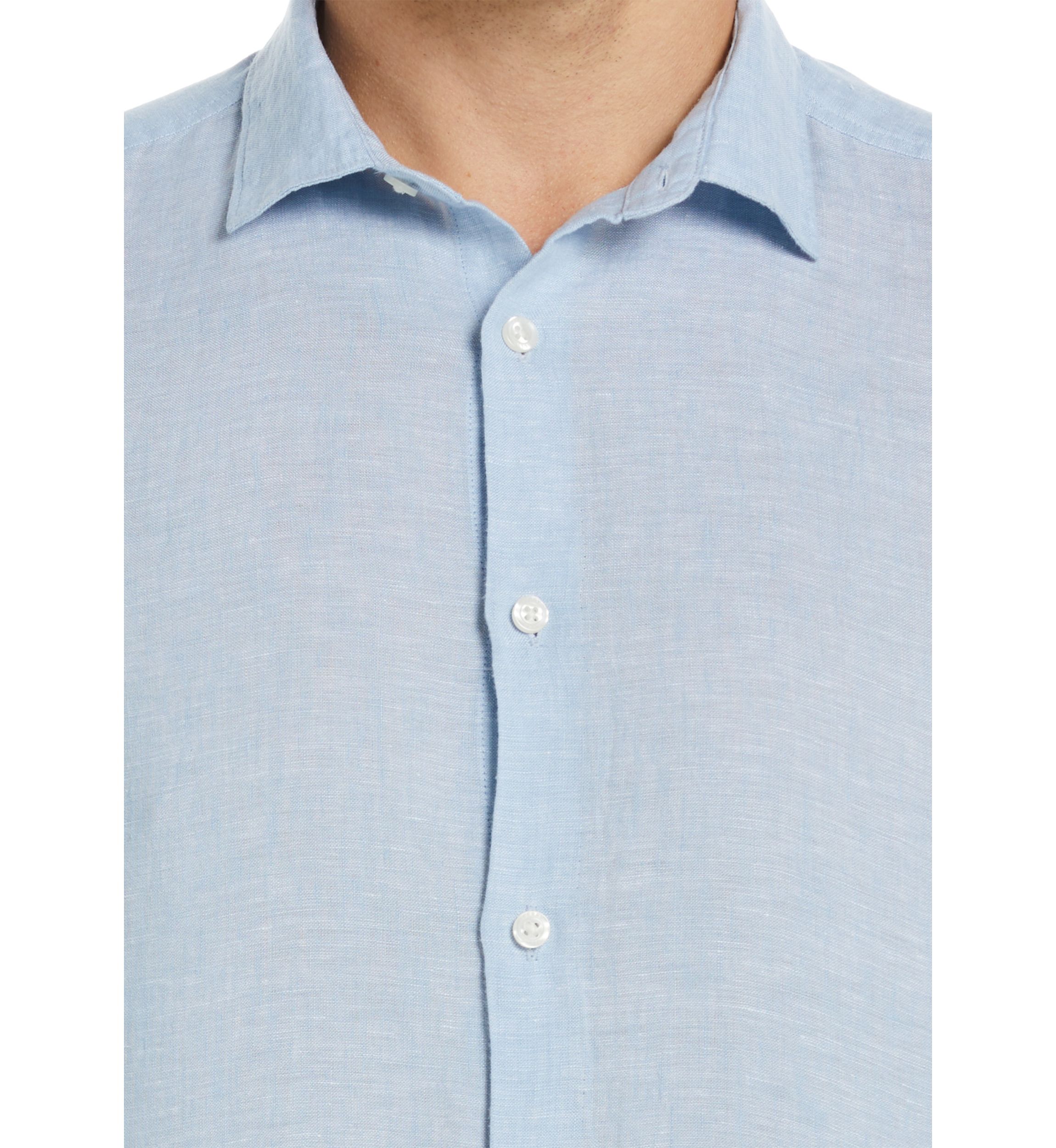 Mens Long Sleeve Solid Linen Woven Button Down Shirt