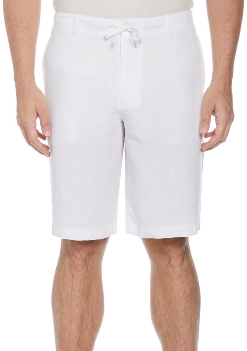 Mens Drawstring Linen Blend Stretch Shorts
