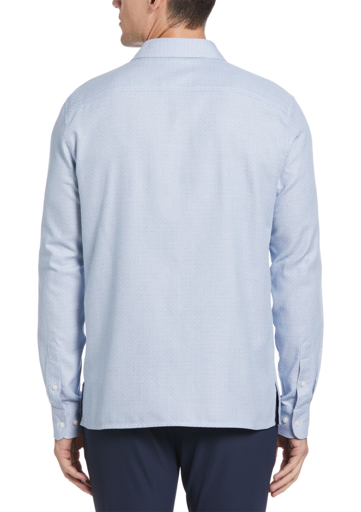 Mens Long Sleeve Jacquard Solid Shirt