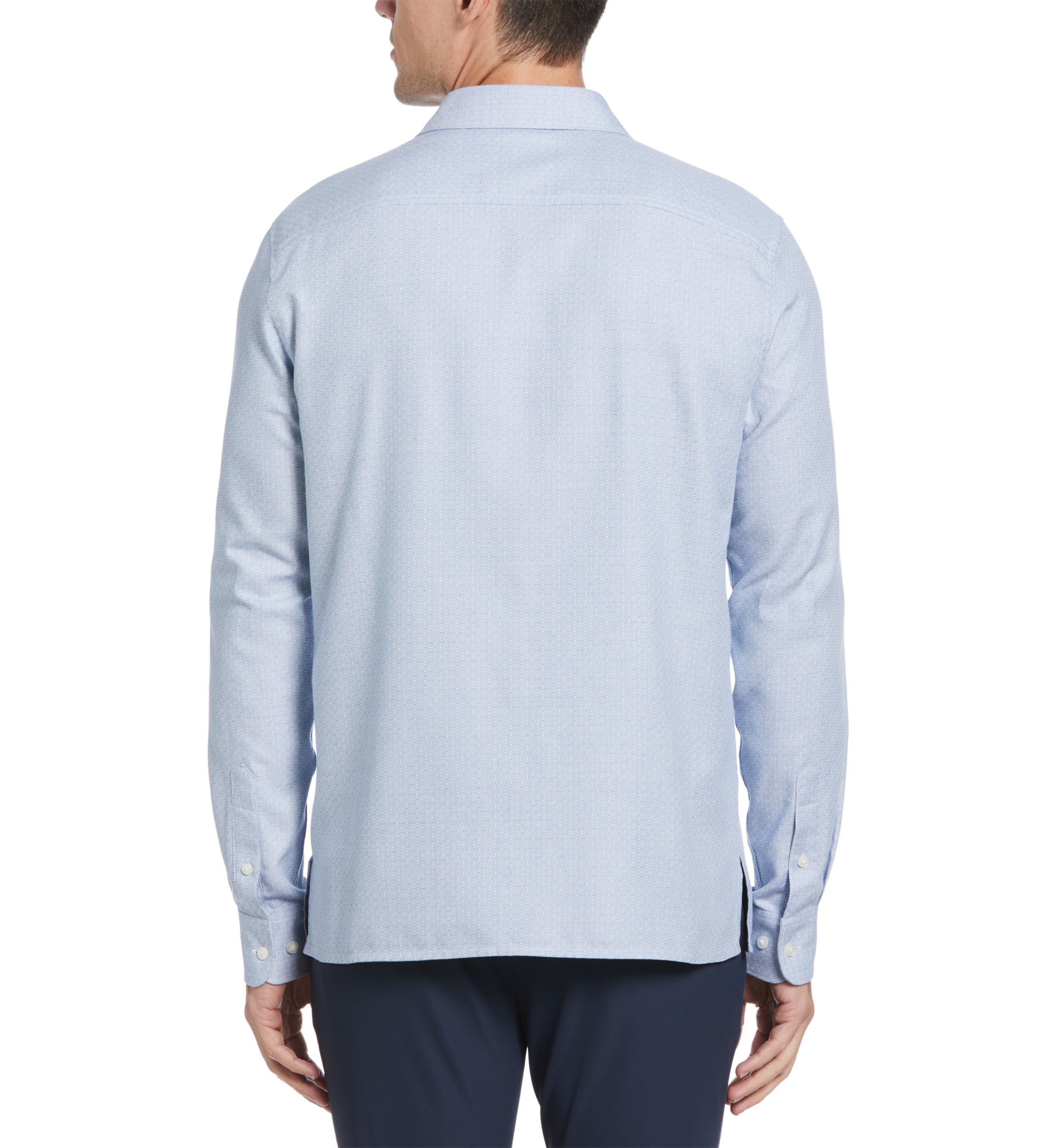 Mens Long Sleeve Jacquard Solid Shirt