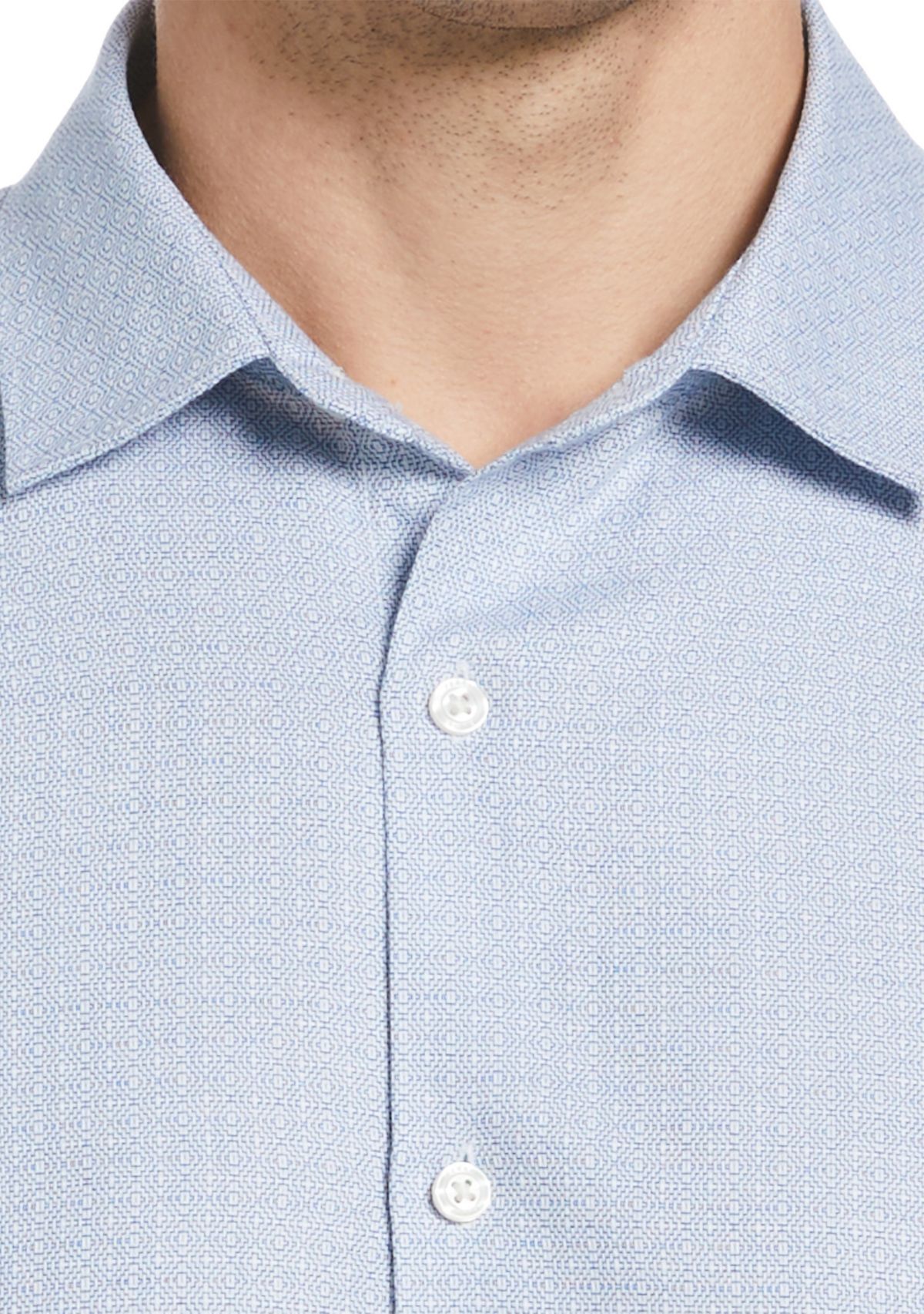 Mens Long Sleeve Jacquard Solid Shirt