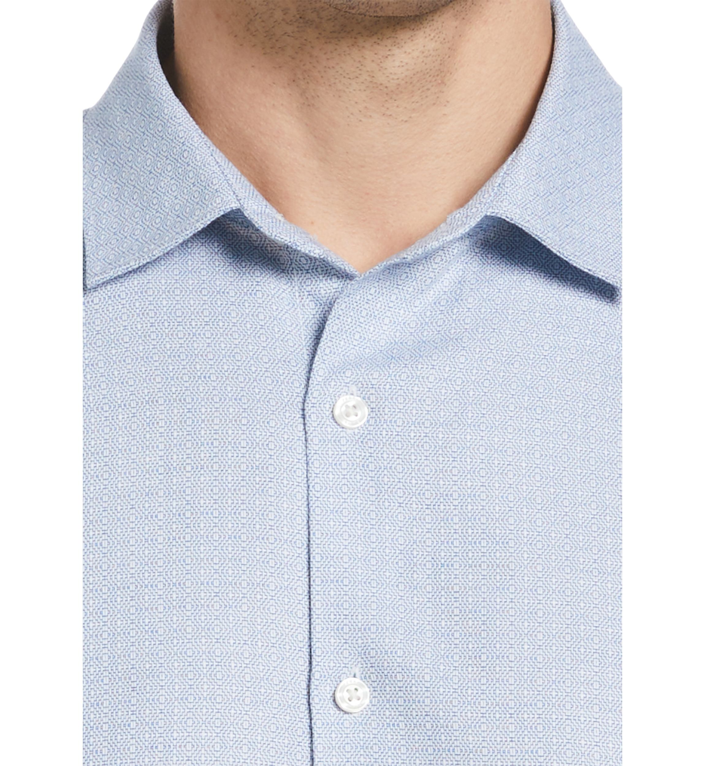 Mens Long Sleeve Jacquard Solid Shirt