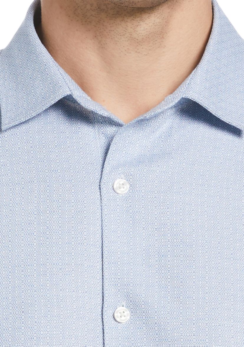 Mens Long Sleeve Jacquard Solid Shirt
