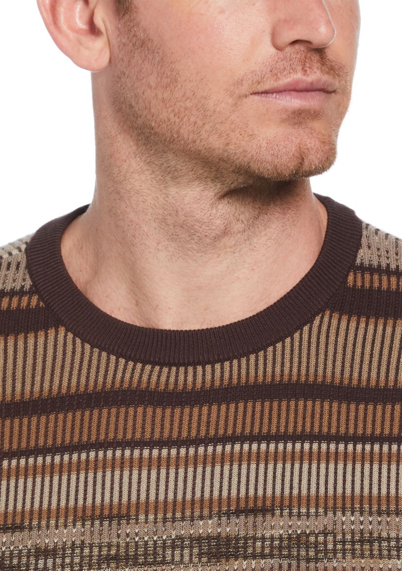 Mens Varigated Stripe Long Sleeve Crew Neck Sweater