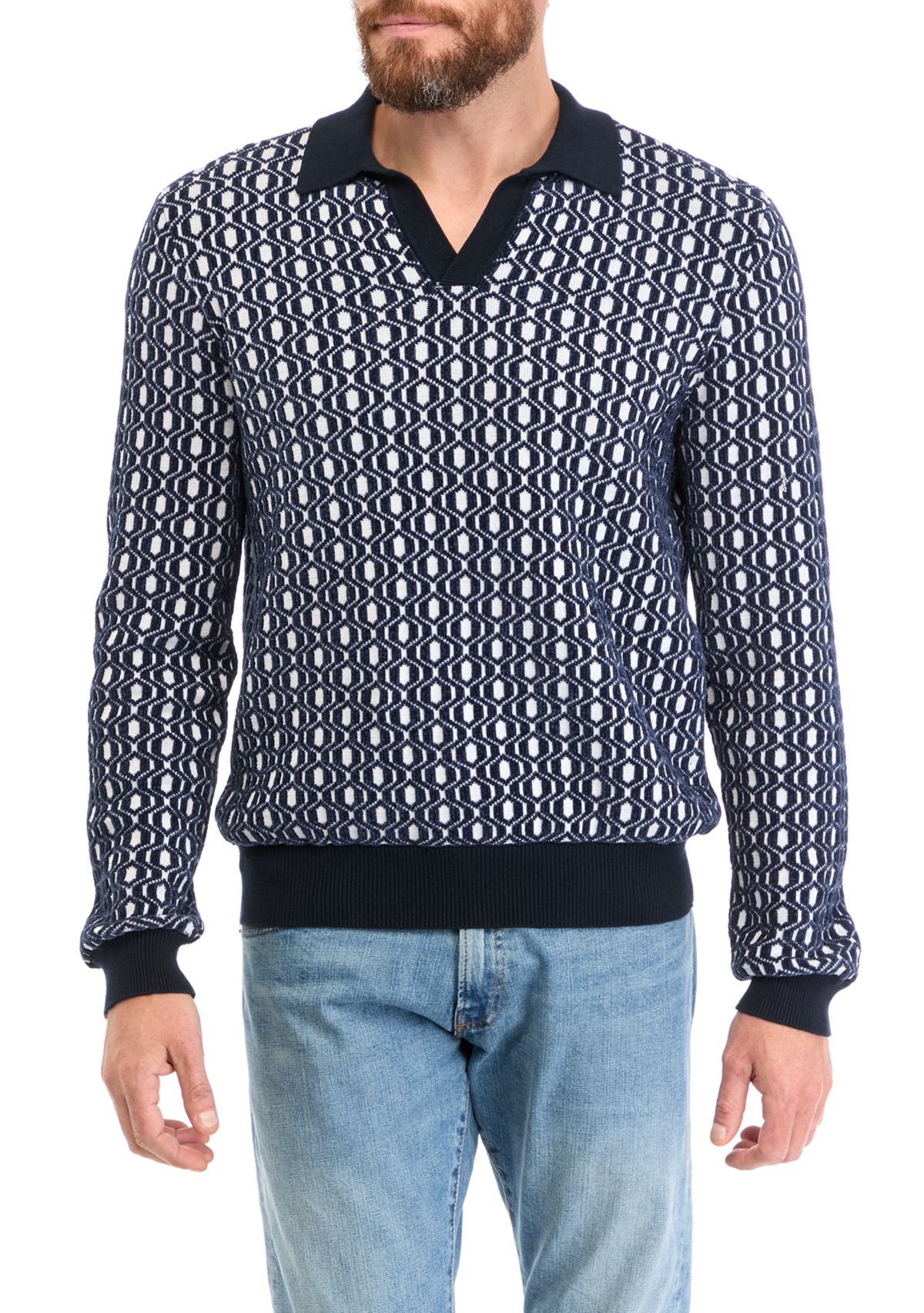 Mens Geometric Patterned Sweater