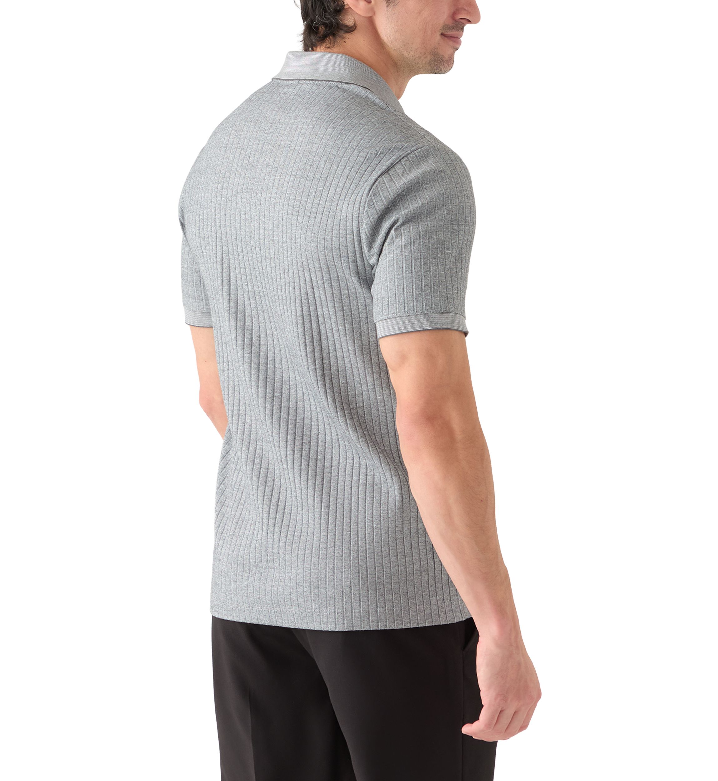 Ribbed 1/4 Zip Polo Shirt 