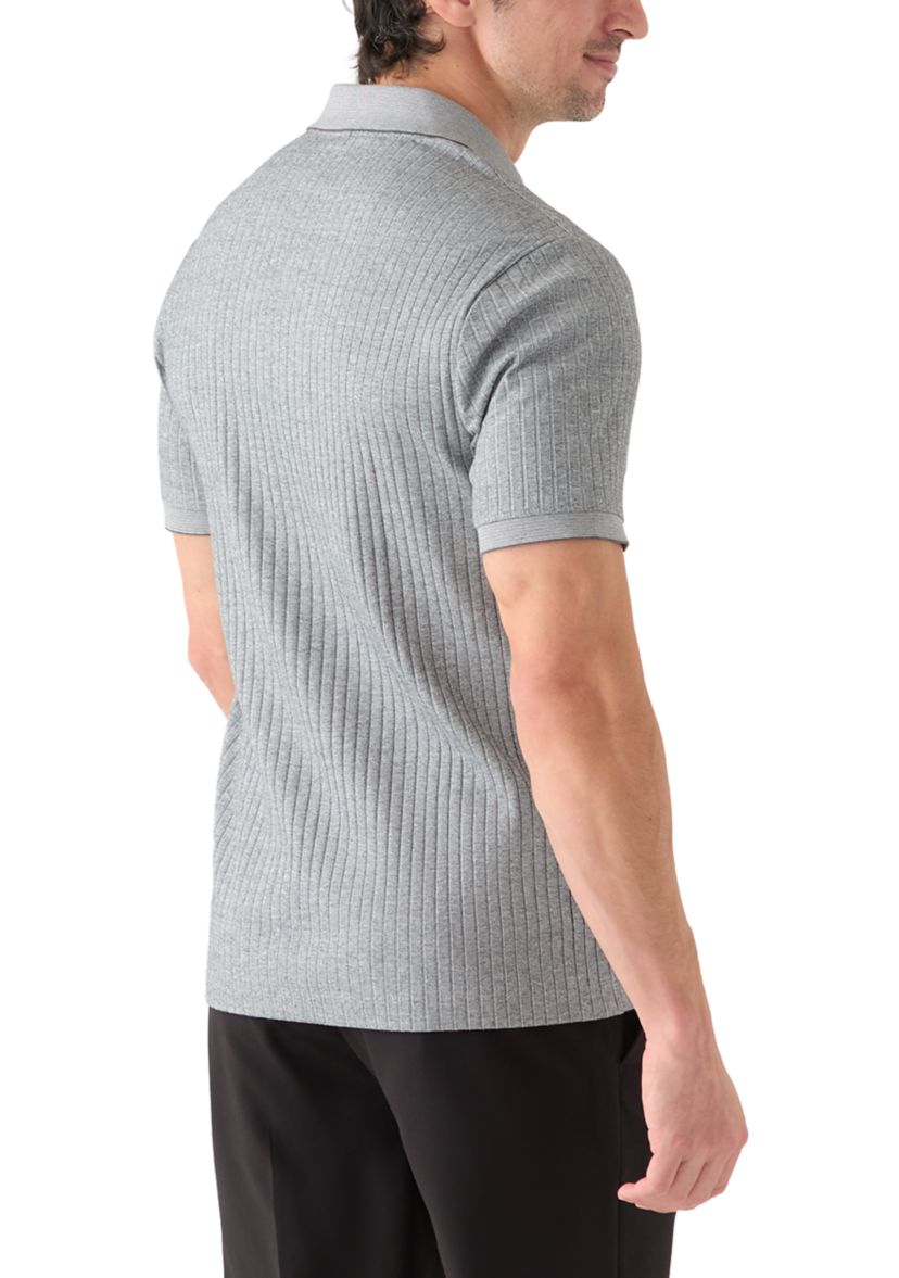 Ribbed 1/4 Zip Polo Shirt 