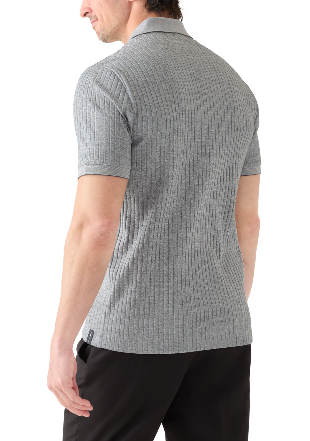 Ribbed 1/4 Zip Polo Shirt 
