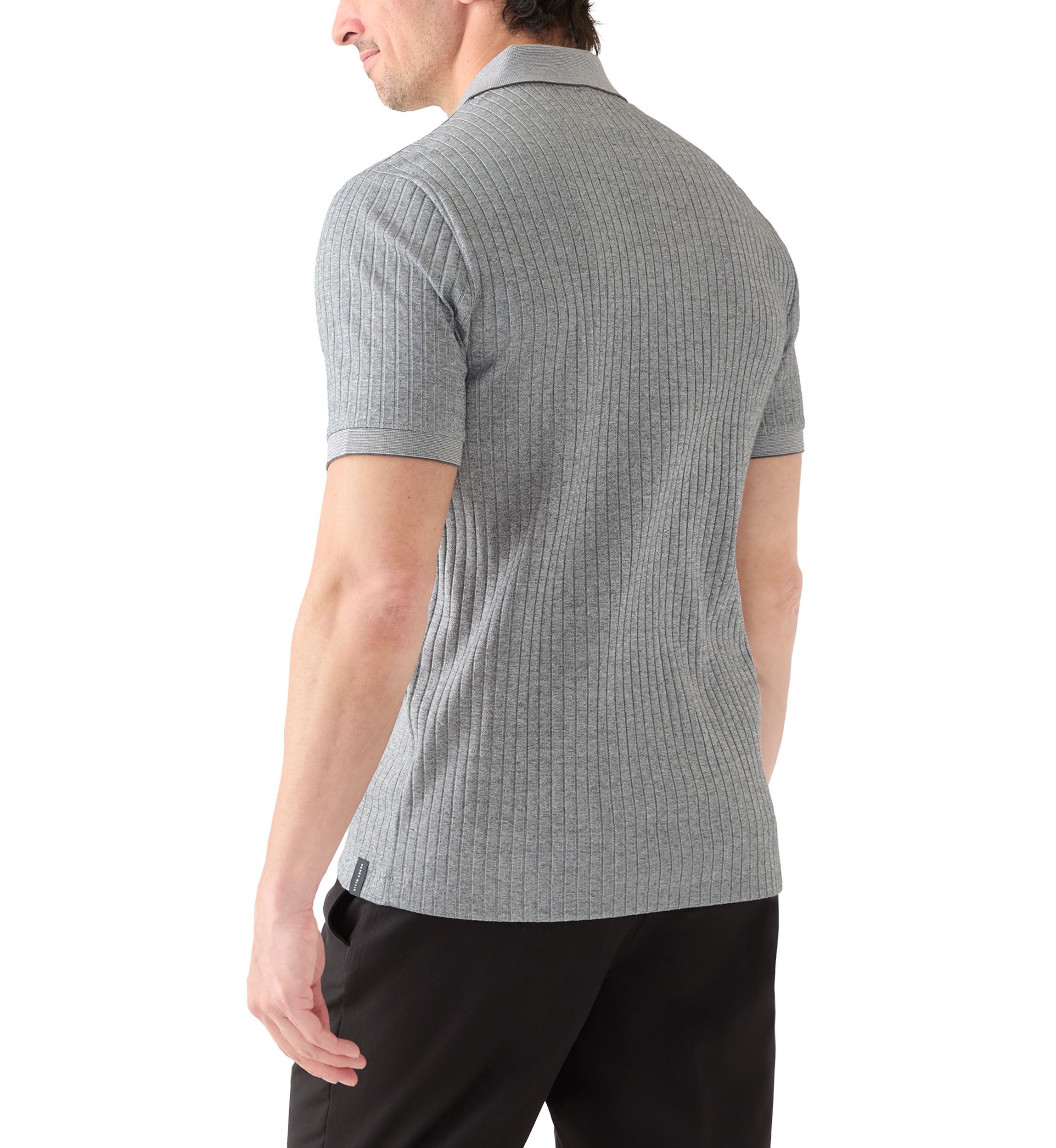 Ribbed 1/4 Zip Polo Shirt 