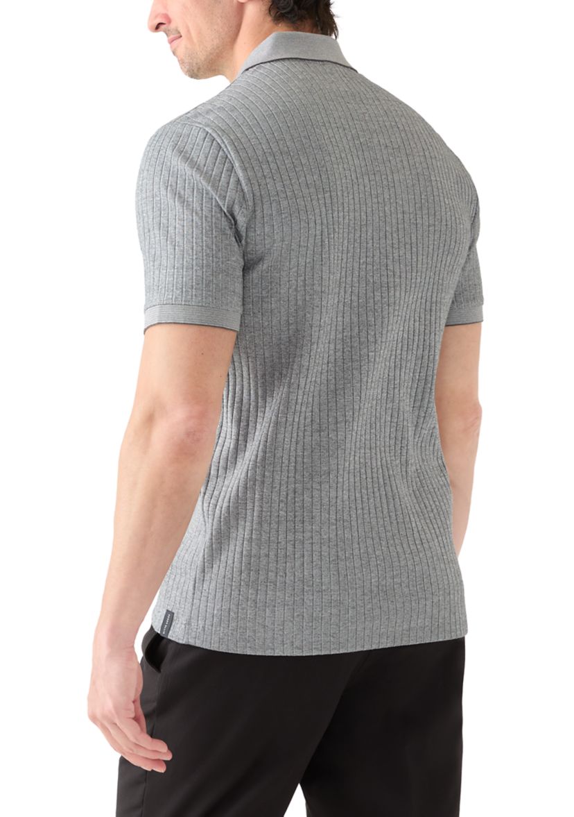 Ribbed 1/4 Zip Polo Shirt 