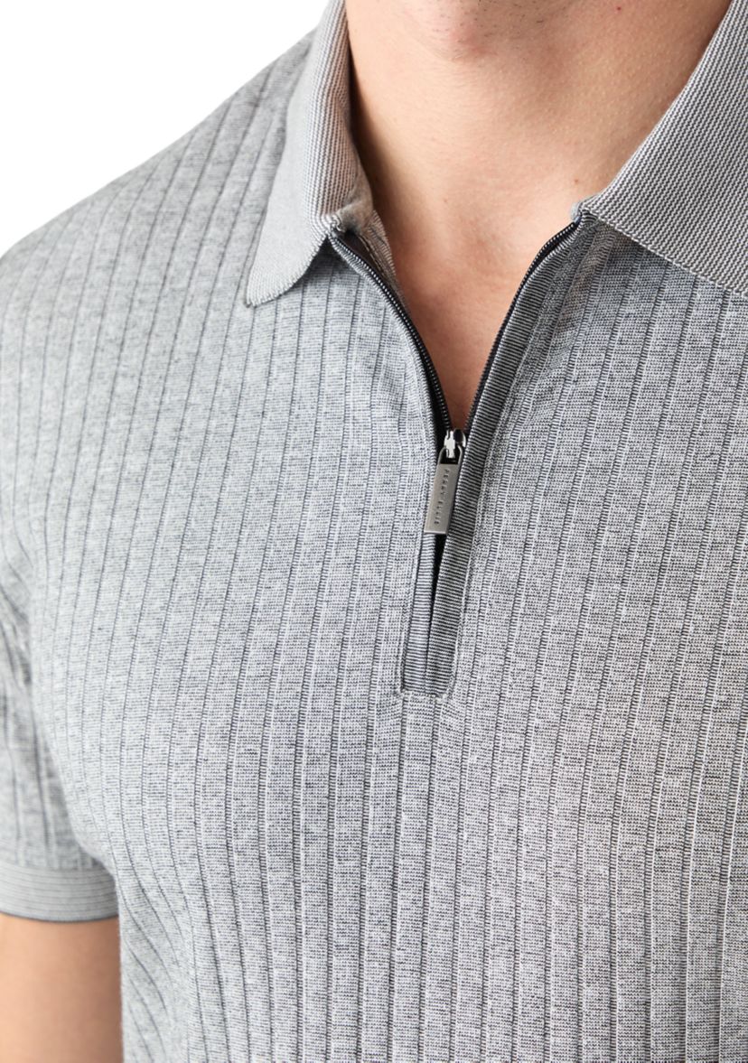Ribbed 1/4 Zip Polo Shirt 