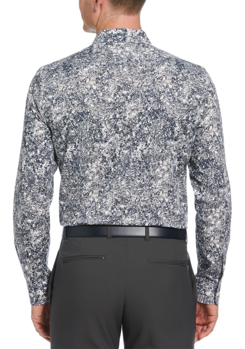 Long Sleeve Foliage Print Button Up Shirt 