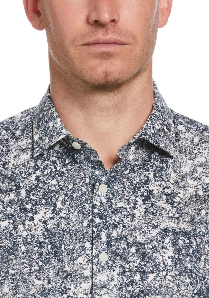 Long Sleeve Foliage Print Button Up Shirt 