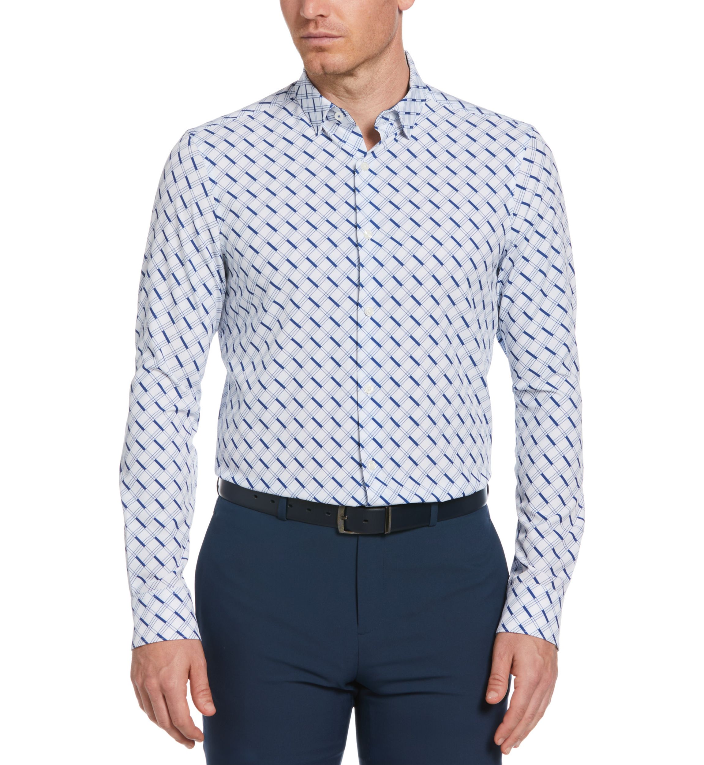 Mens Long Sleeve Printed Button Up Shirt 