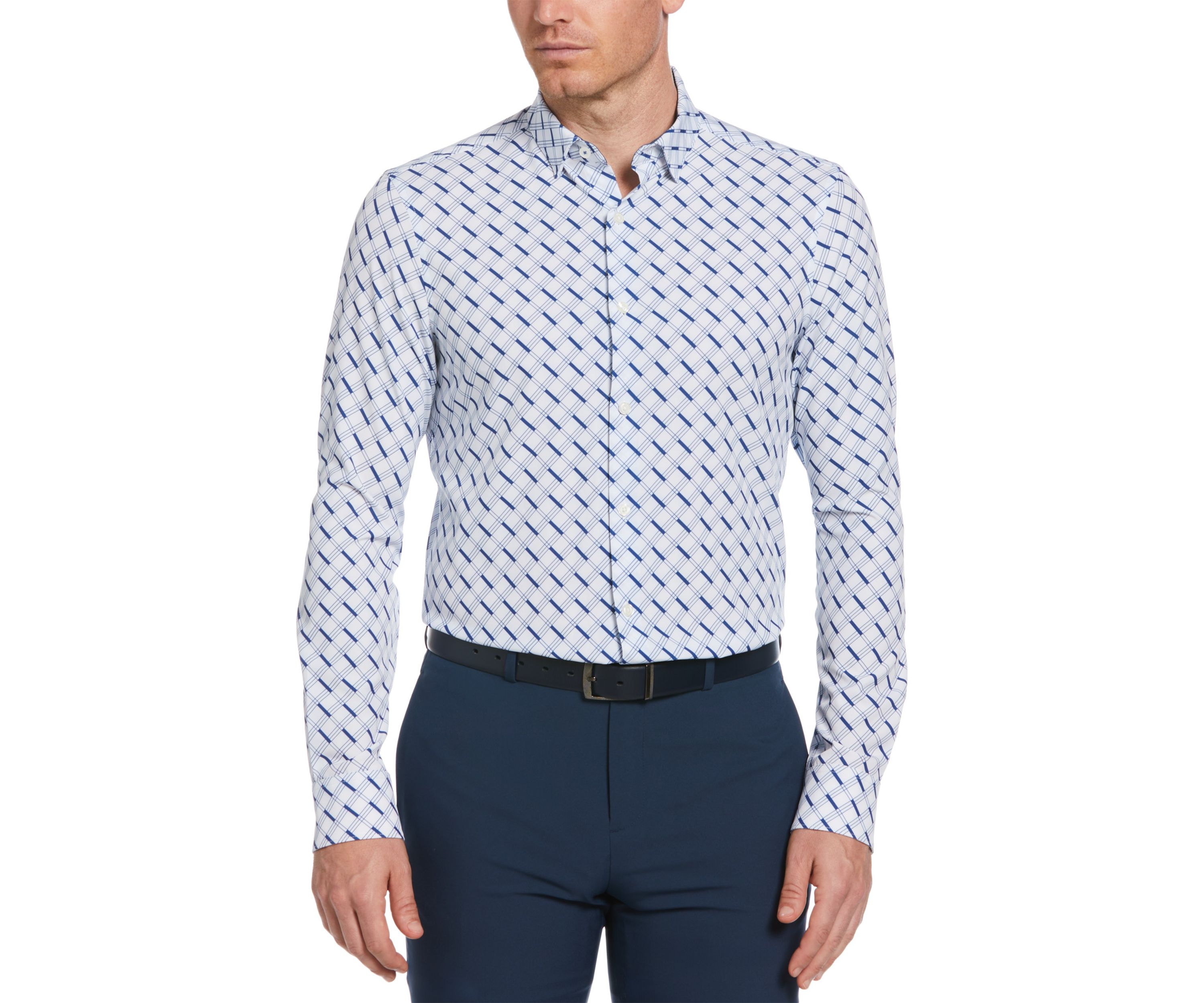Mens Long Sleeve Printed Button Up Shirt 