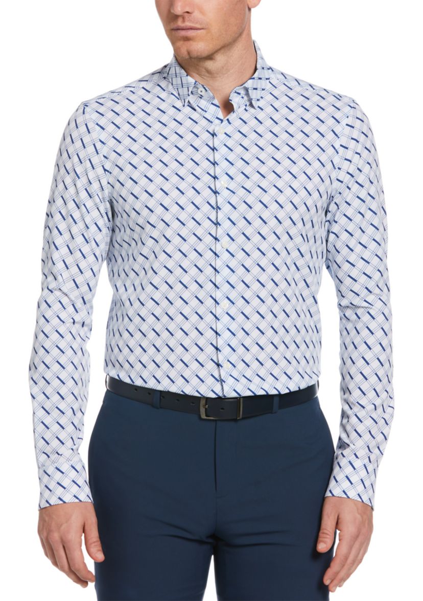Mens Long Sleeve Printed Button Up Shirt 