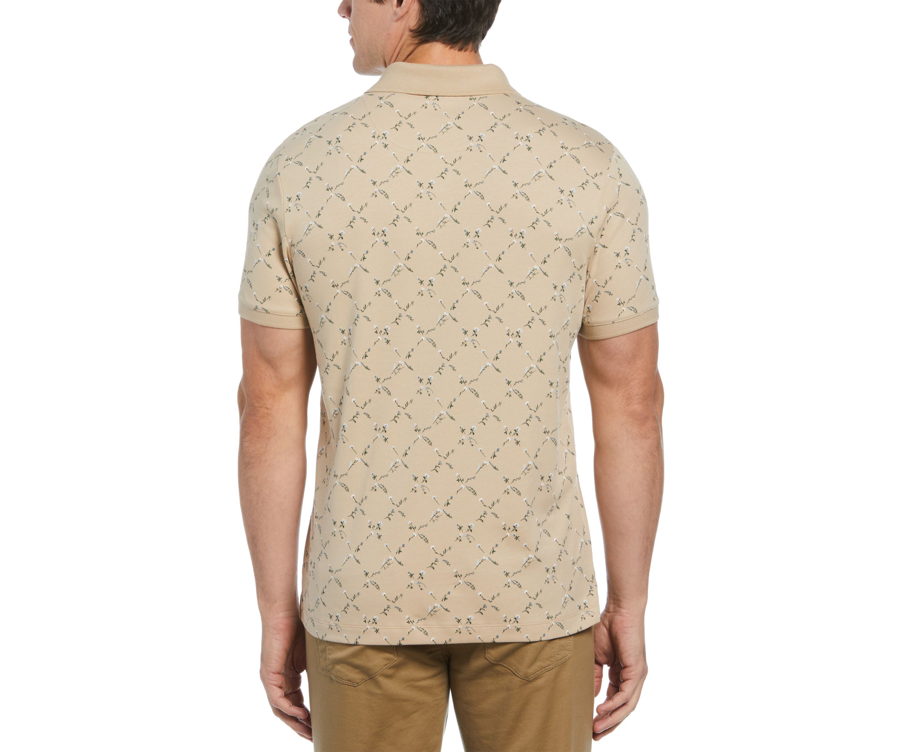 Mens Floral Diamond Printed Polo Shirt