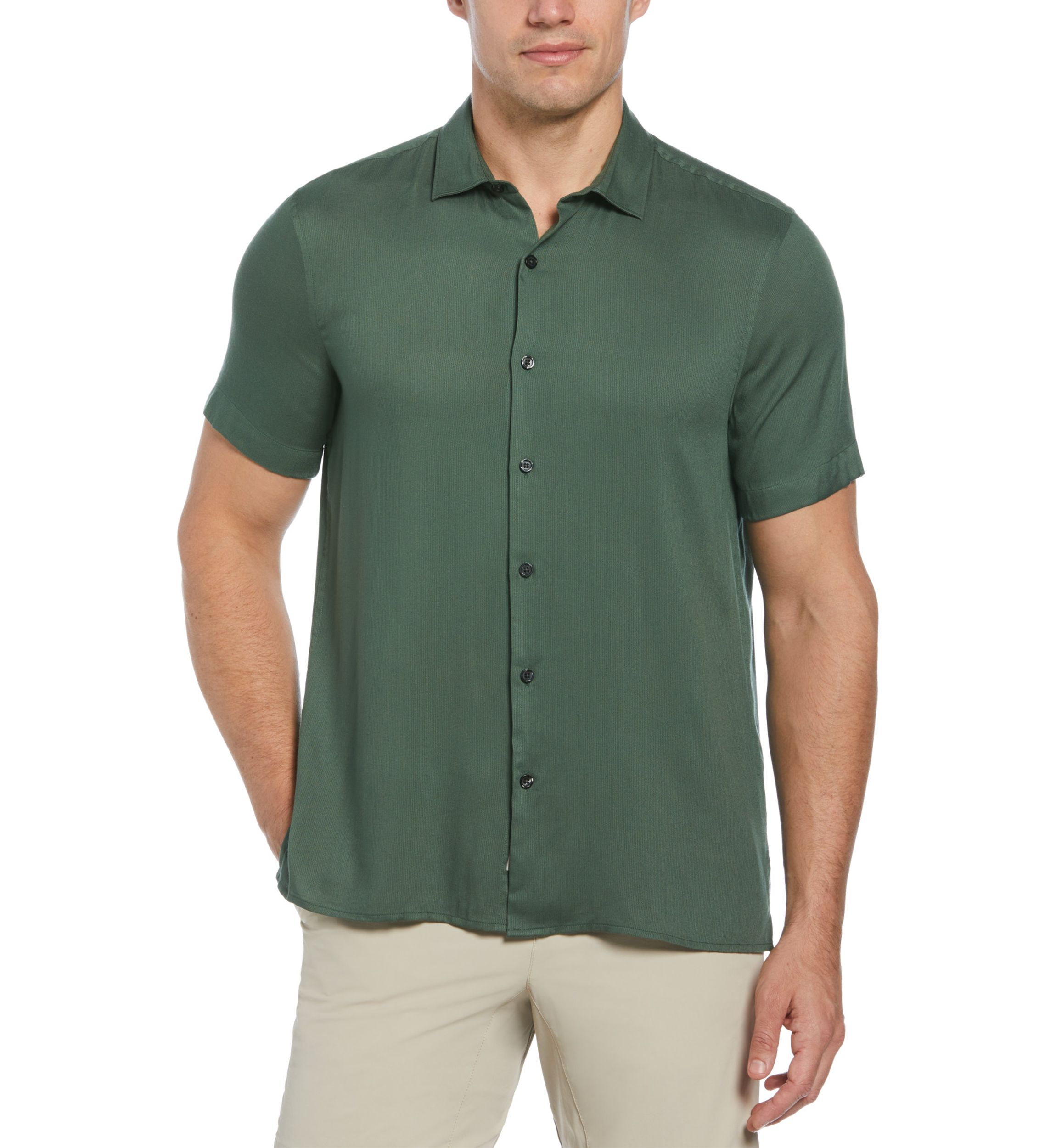Mens Regular Textured Solid Button Down Shirt