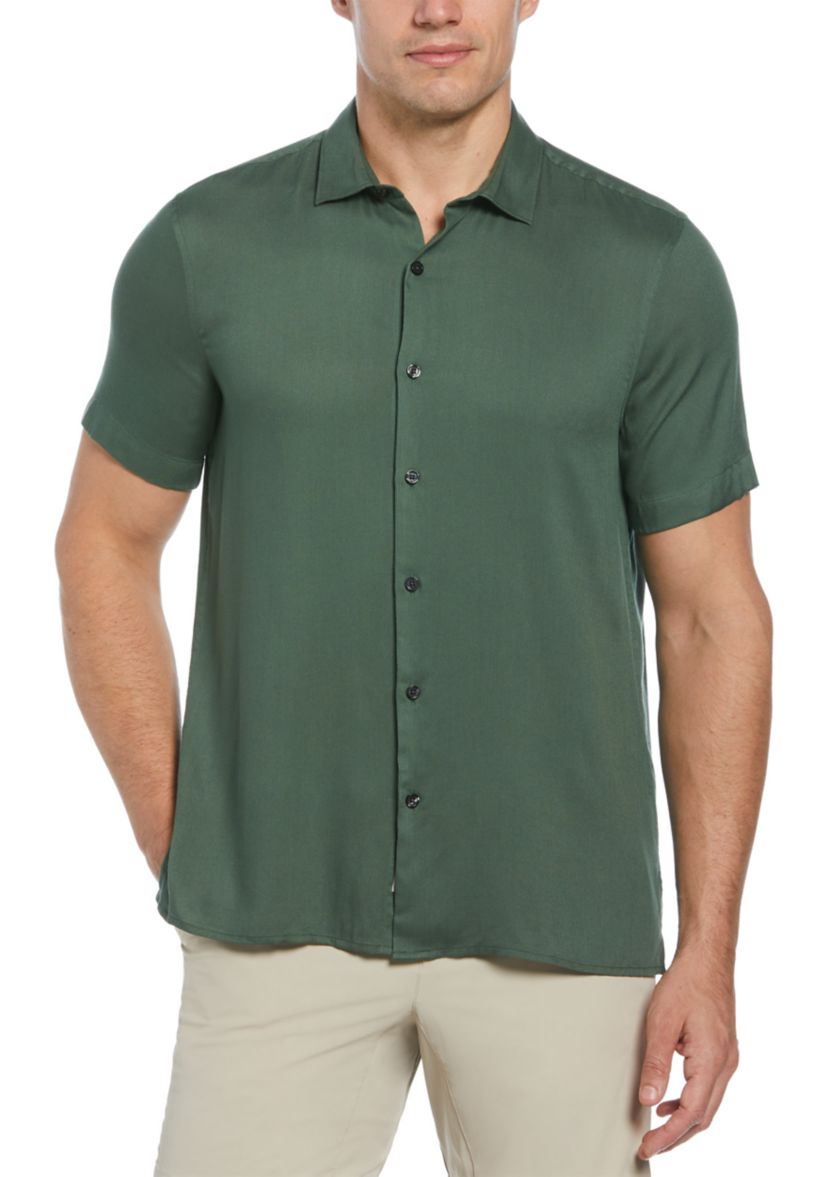 Mens Regular Textured Solid Button Down Shirt
