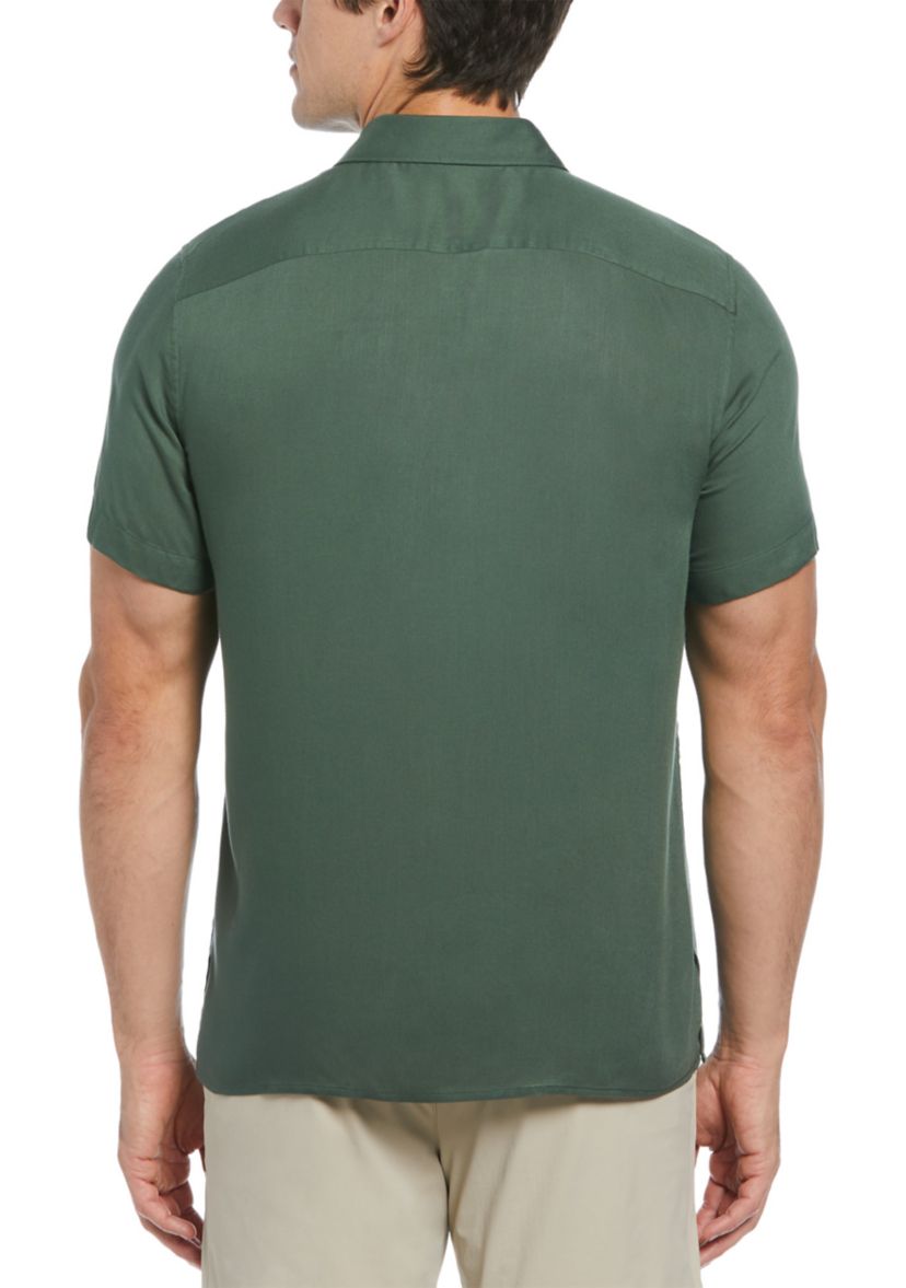 Mens Regular Textured Solid Button Down Shirt