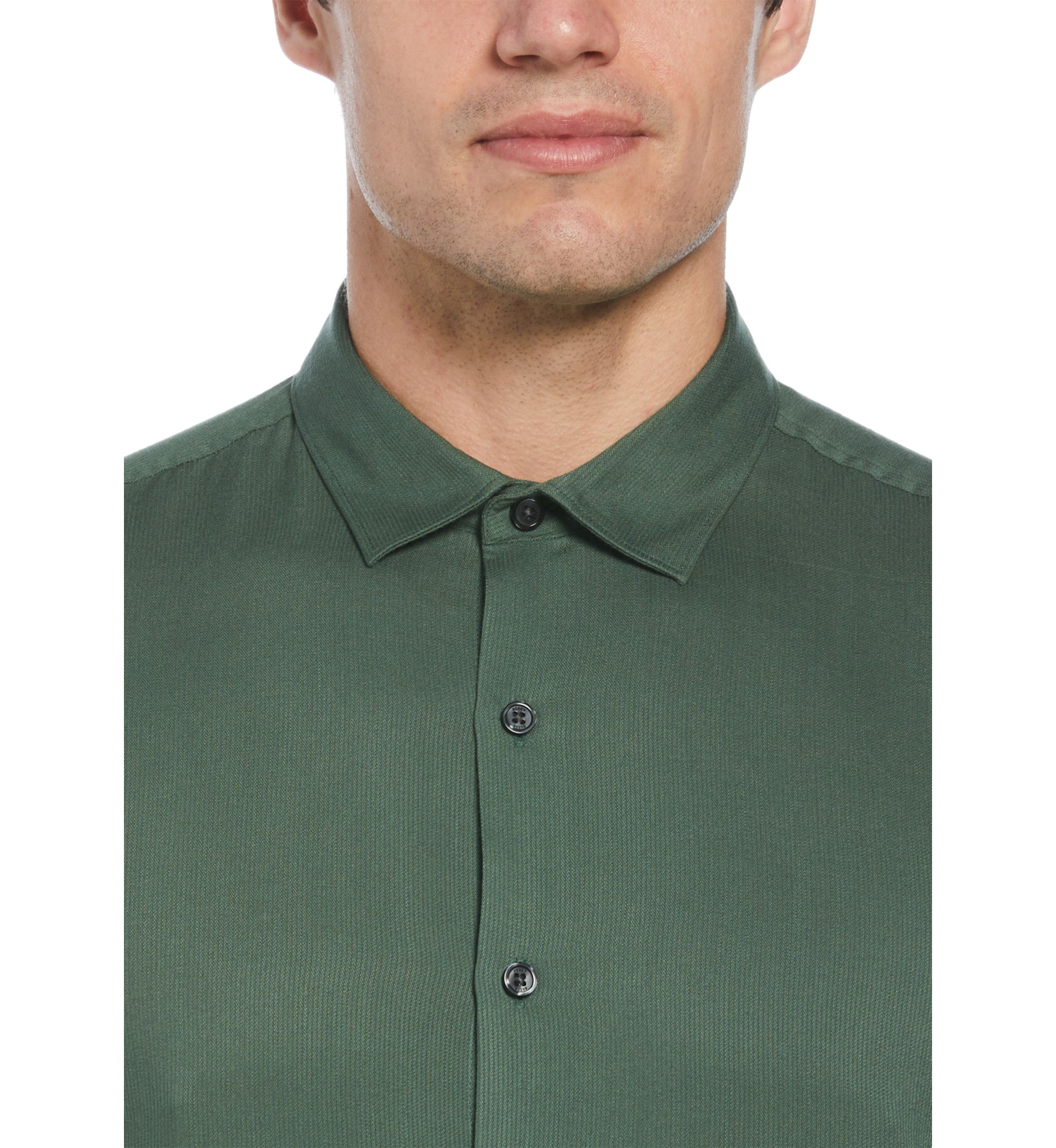 Mens Regular Textured Solid Button Down Shirt