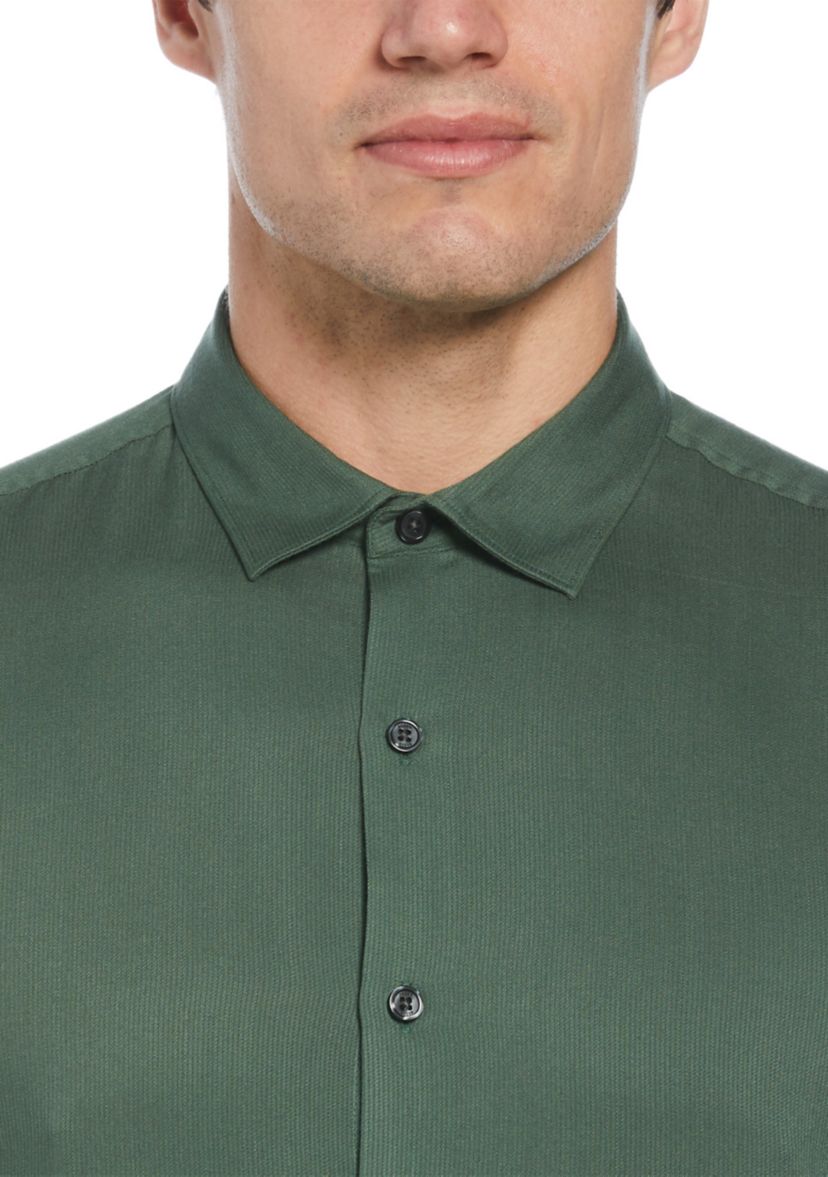 Mens Regular Textured Solid Button Down Shirt
