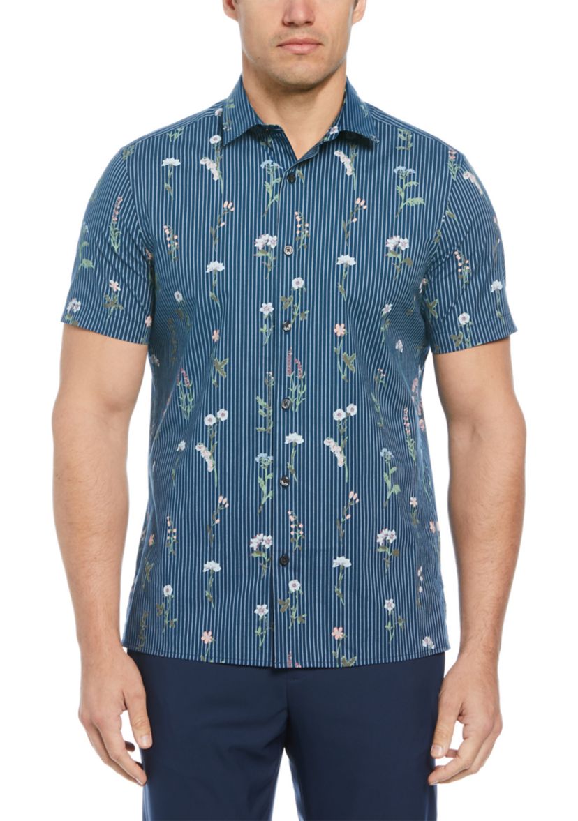 Mens Slim Vertical Floral Printed Shirt