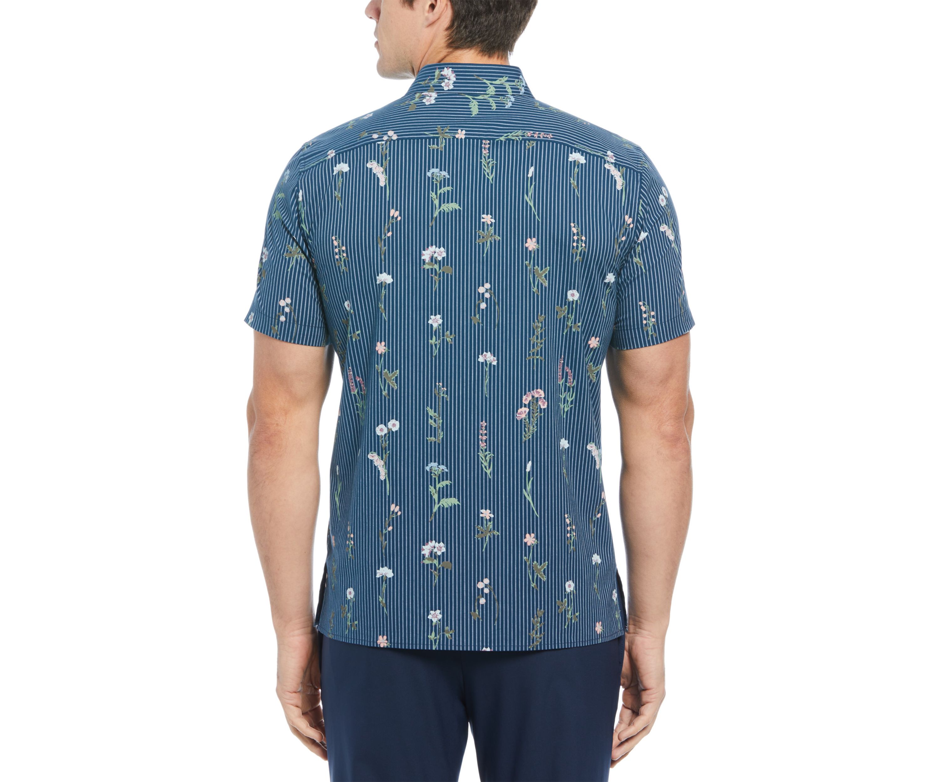 Mens Slim Vertical Floral Printed Shirt