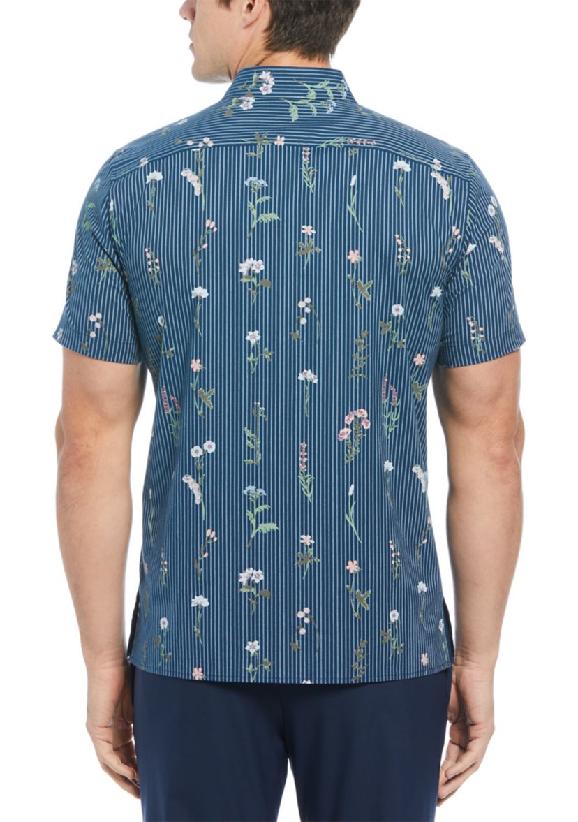 Mens Slim Vertical Floral Printed Shirt