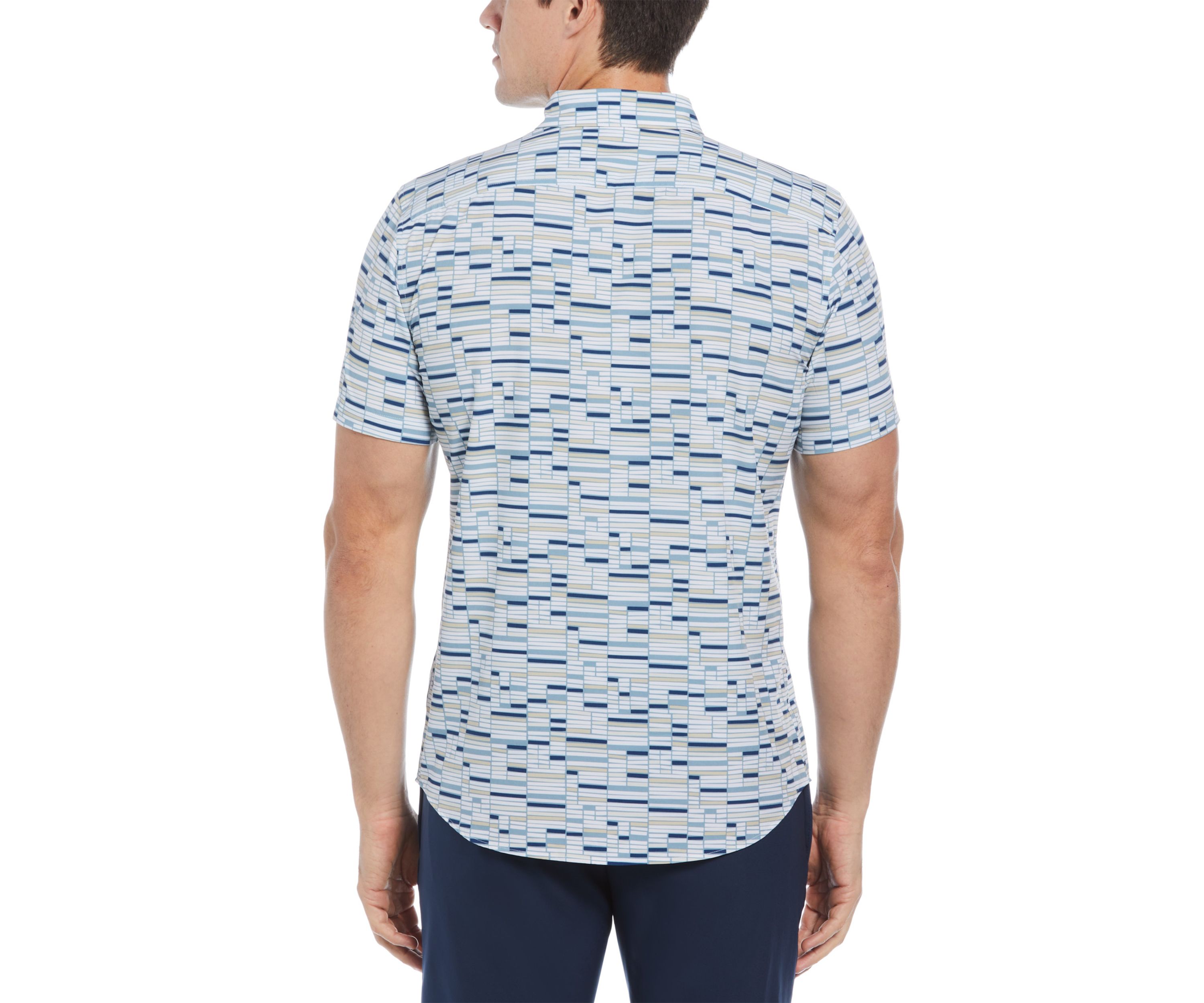 Mens Geometric Tile Printed Button Down Shirt