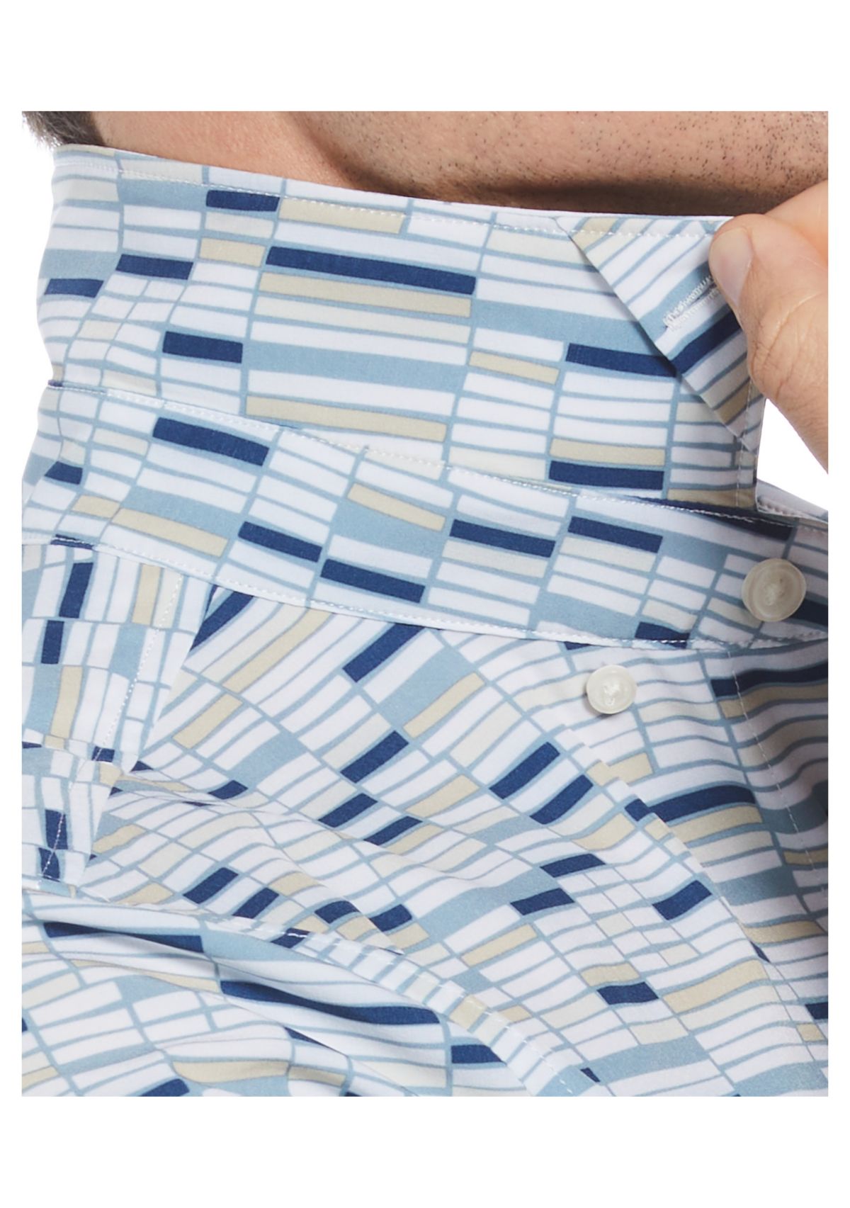 Mens Geometric Tile Printed Button Down Shirt