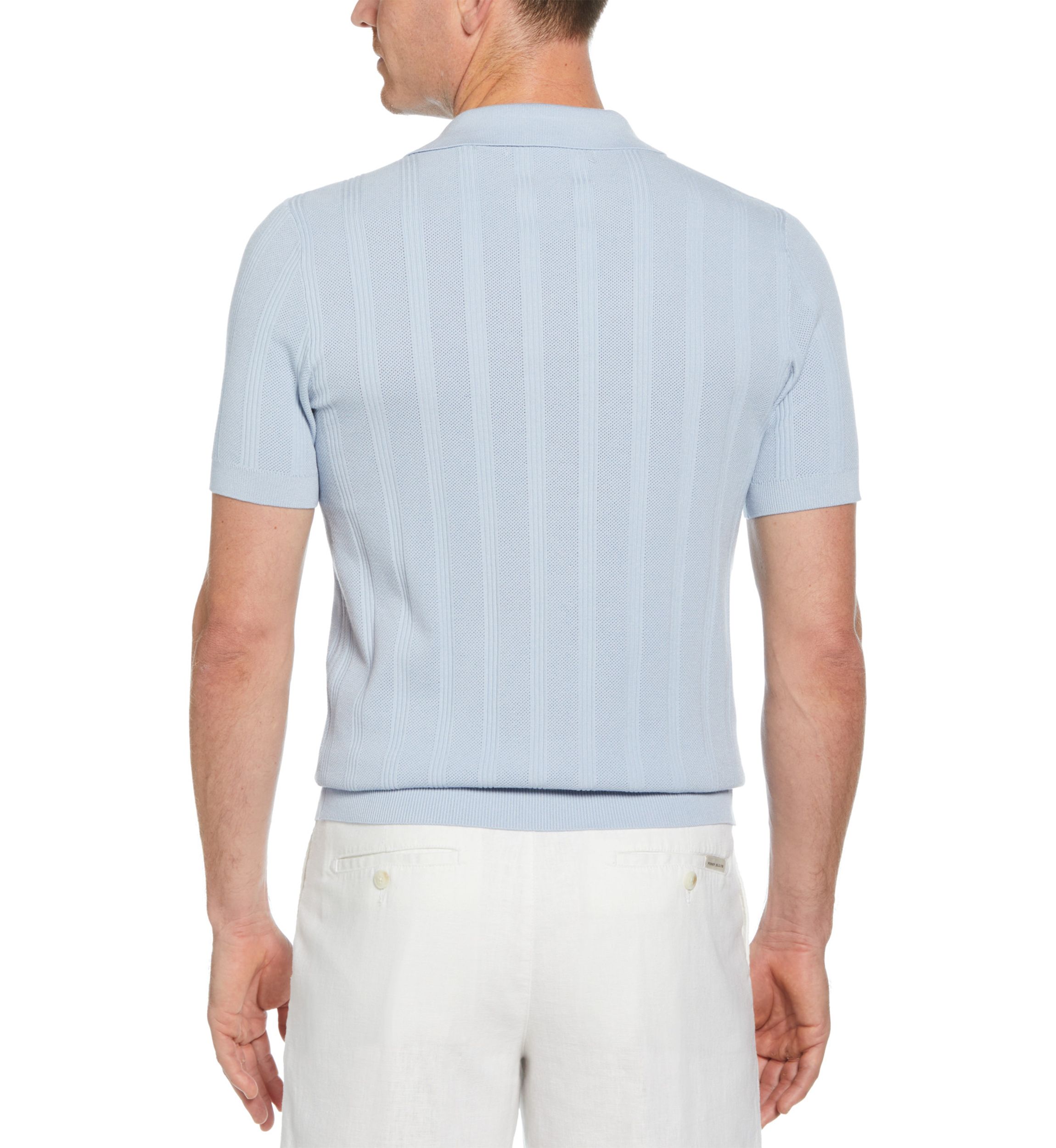 Mens Short Sleeve Mesh Stripe Polo Shirt