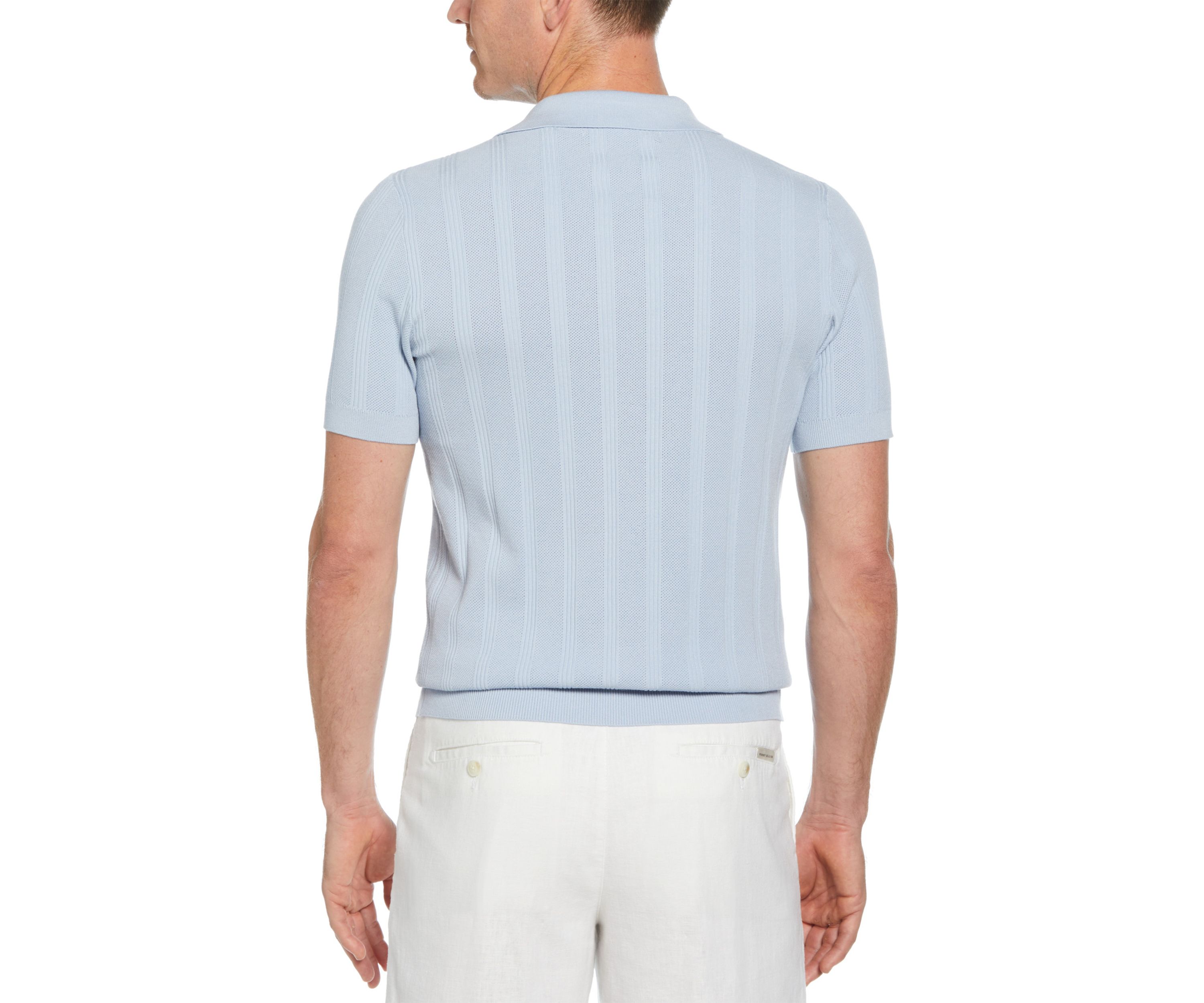 Mens Short Sleeve Mesh Stripe Polo Shirt