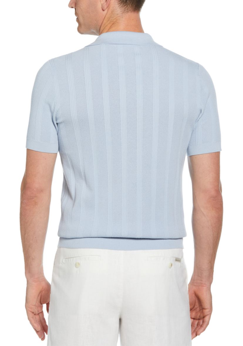 Mens Short Sleeve Mesh Stripe Polo Shirt