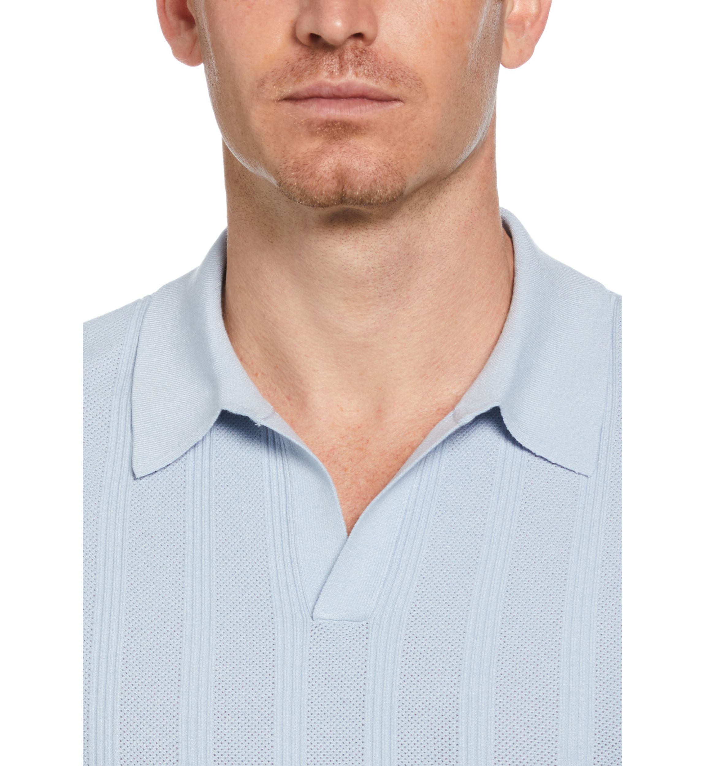 Mens Short Sleeve Mesh Stripe Polo Shirt