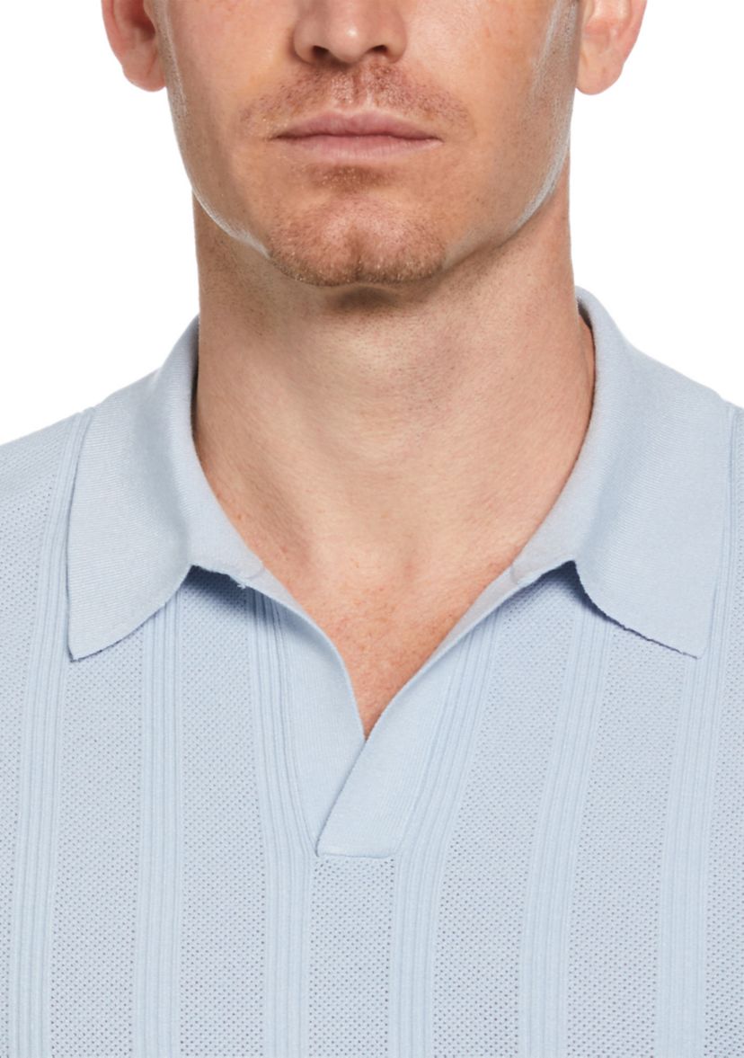 Mens Short Sleeve Mesh Stripe Polo Shirt